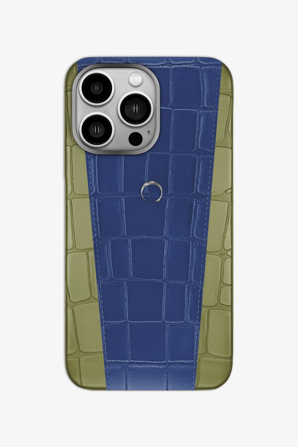 Two-tone Alligator Case for iPhone 16 Pro - Khaki / Navy Blue - zollofrance