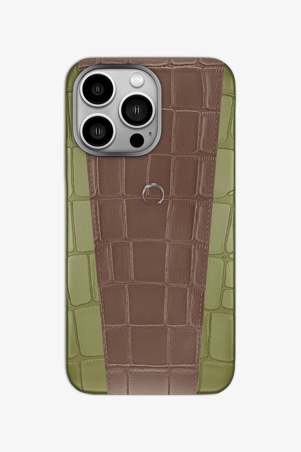 Two-tone Alligator Case for iPhone 16 Pro - Khaki / Cocoa - zollofrance