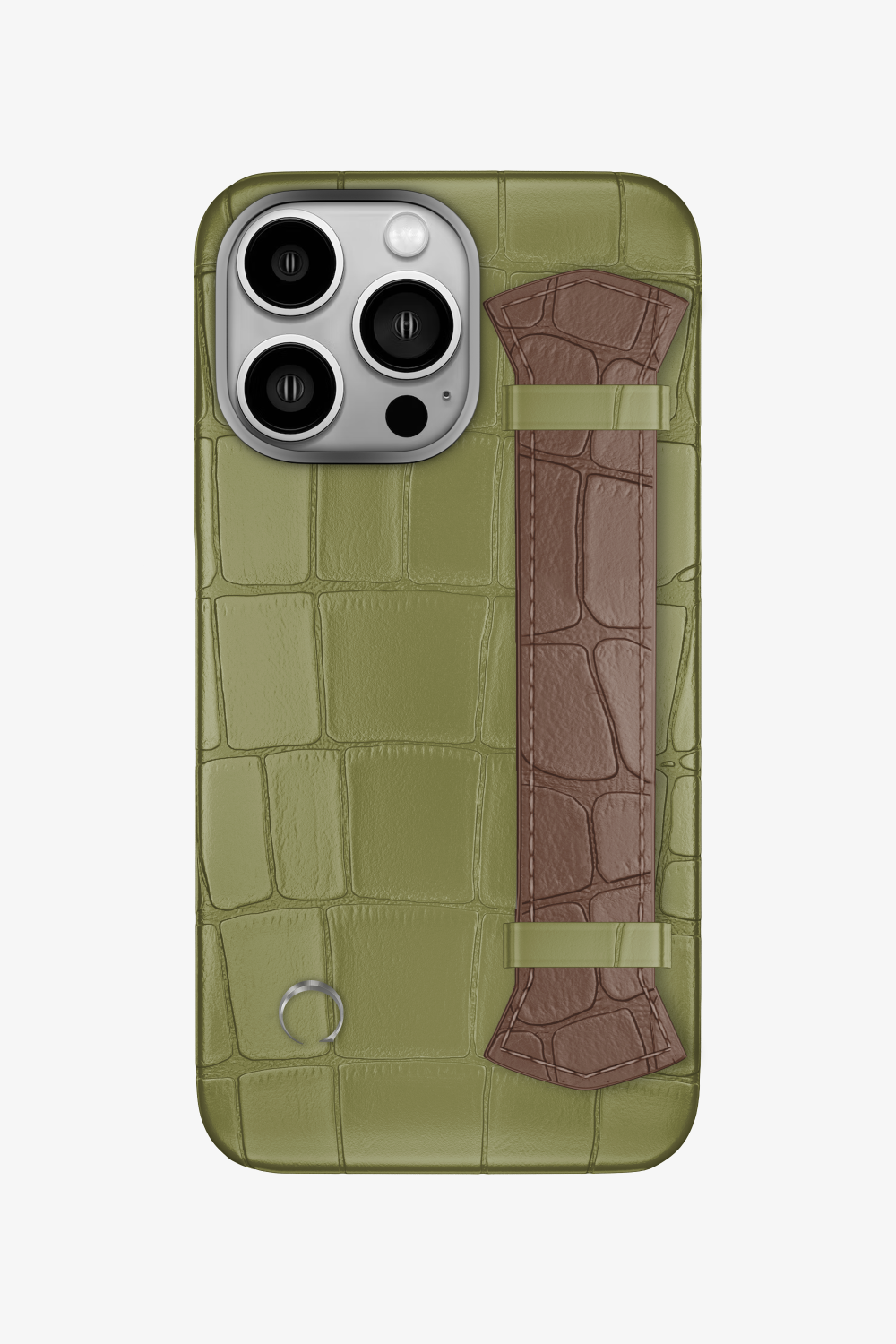 Majestic Alligator Strap Case for iPhone 16 Pro - Khaki / Cocoa - zollofrance