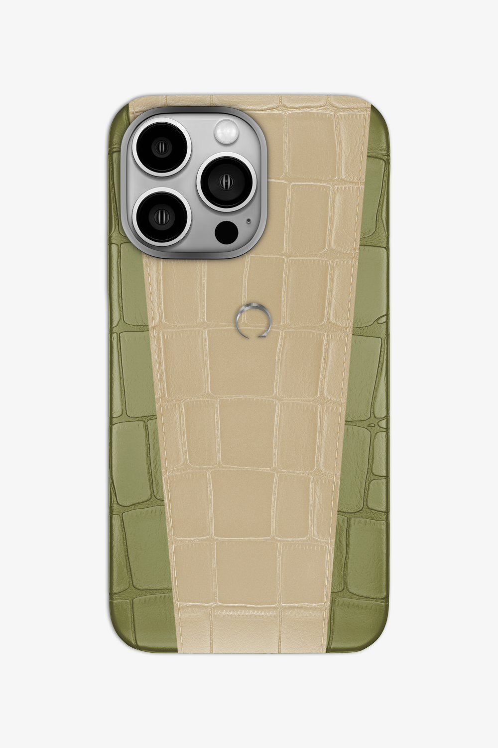 Two-tone Alligator Case for iPhone 16 Pro - Khaki / Vanilla - zollofrance