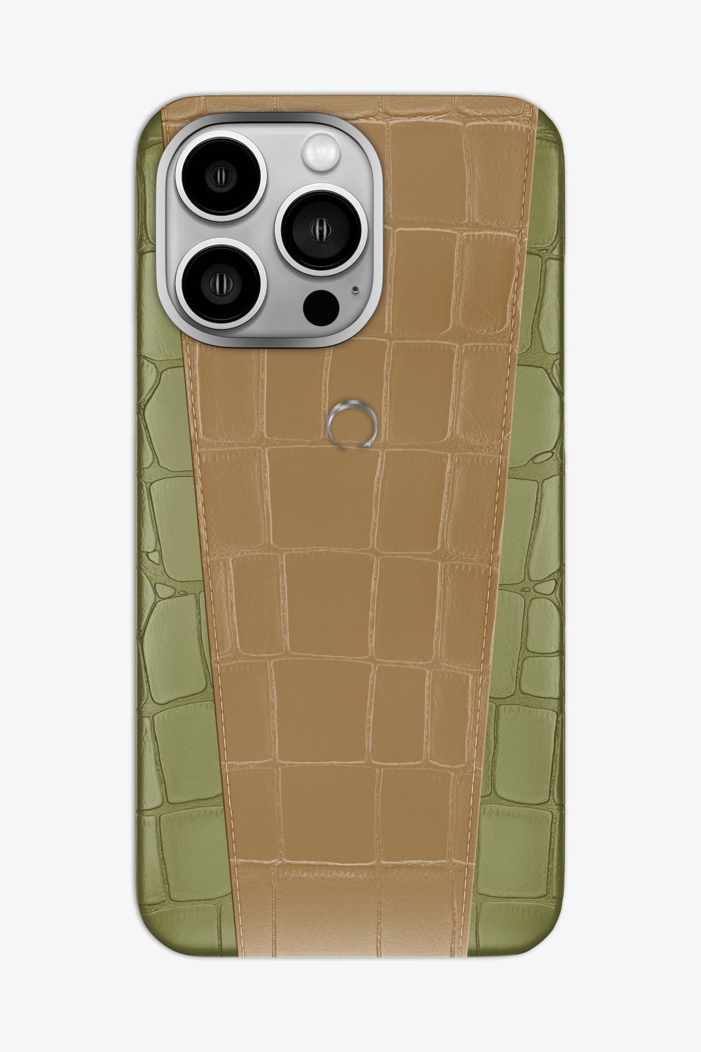 Two-tone Alligator Case for iPhone 16 Pro Max - Khaki / Latte - zollofrance