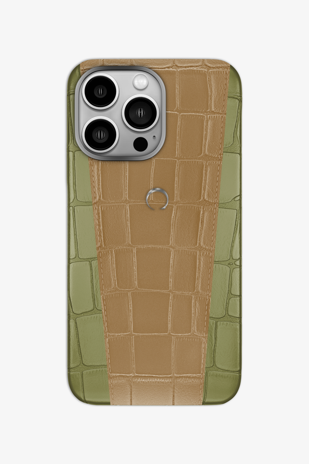 Two-tone Alligator Case for iPhone 16 Pro - Khaki / Latte - zollofrance