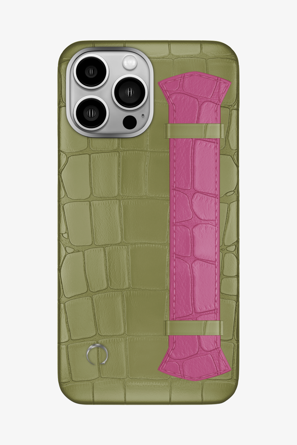 Majestic Alligator Strap Case for iPhone 16 Pro Max - Khaki / Pink Fuchsia - zollofrance