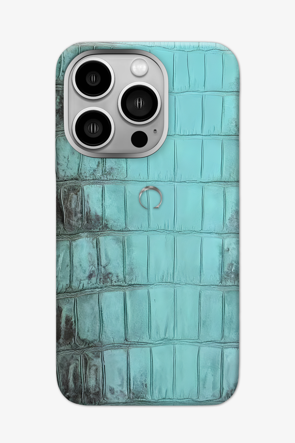 Turquoise Himalayan Alligator Case for iPhone 16 Pro Max - Stainless Steel / Turquoise - zollofrance