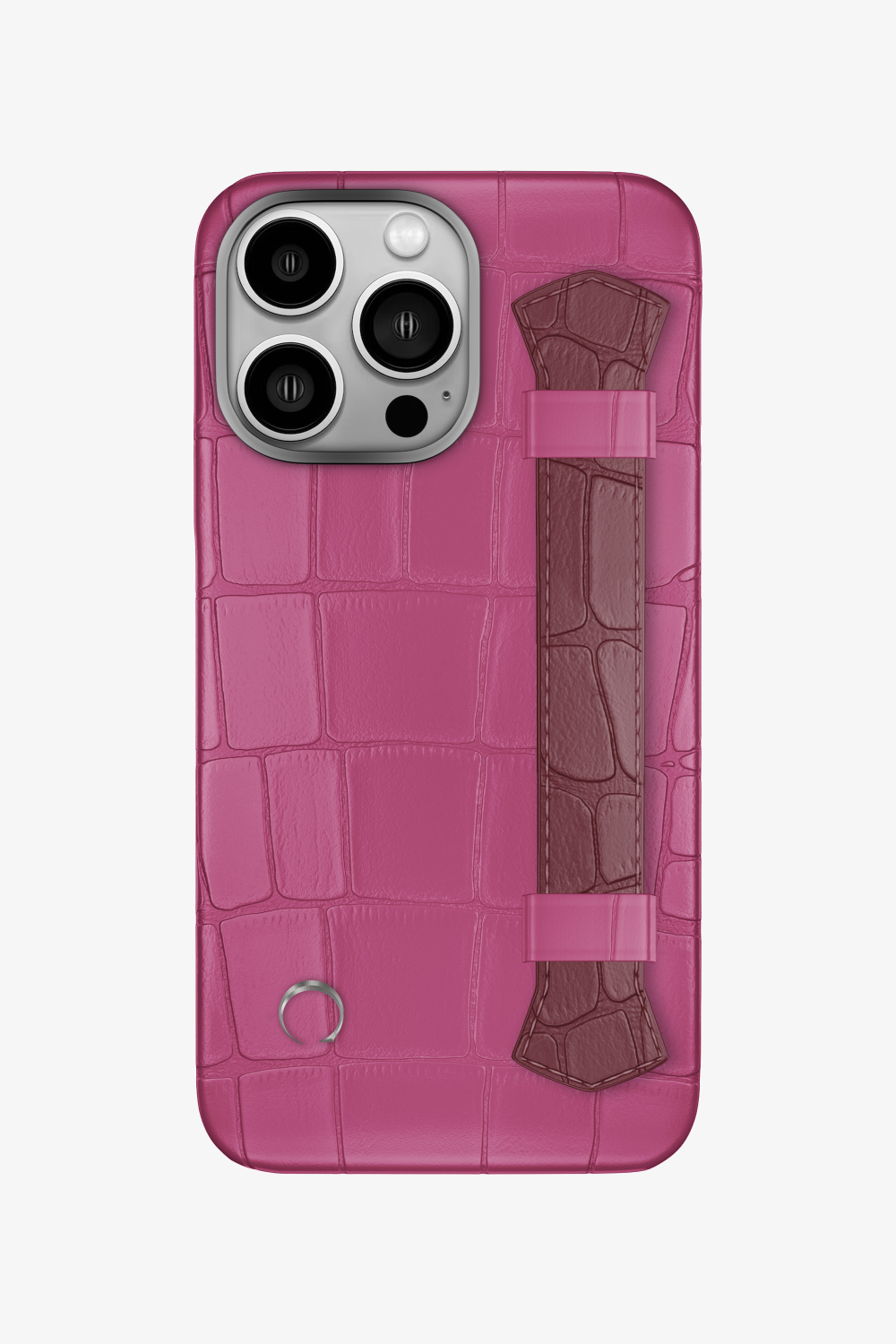 Double Headed Alligator Strap Case for iPhone 16 Pro - Pink Fuchsia / Burgundy - zollofrance