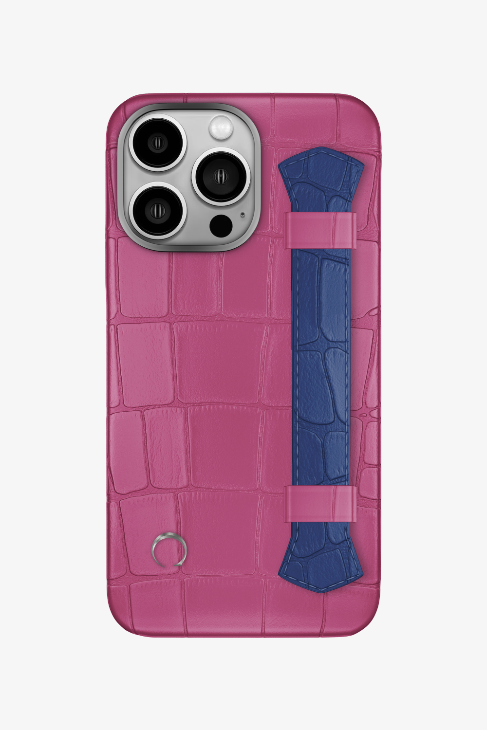 Double Headed Alligator Strap Case for iPhone 16 Pro - Pink Fuchsia / Navy Blue - zollofrance