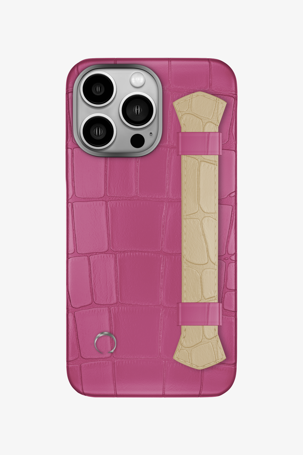 Double Headed Alligator Strap Case for iPhone 16 Pro - Pink Fuchsia / Vanilla - zollofrance