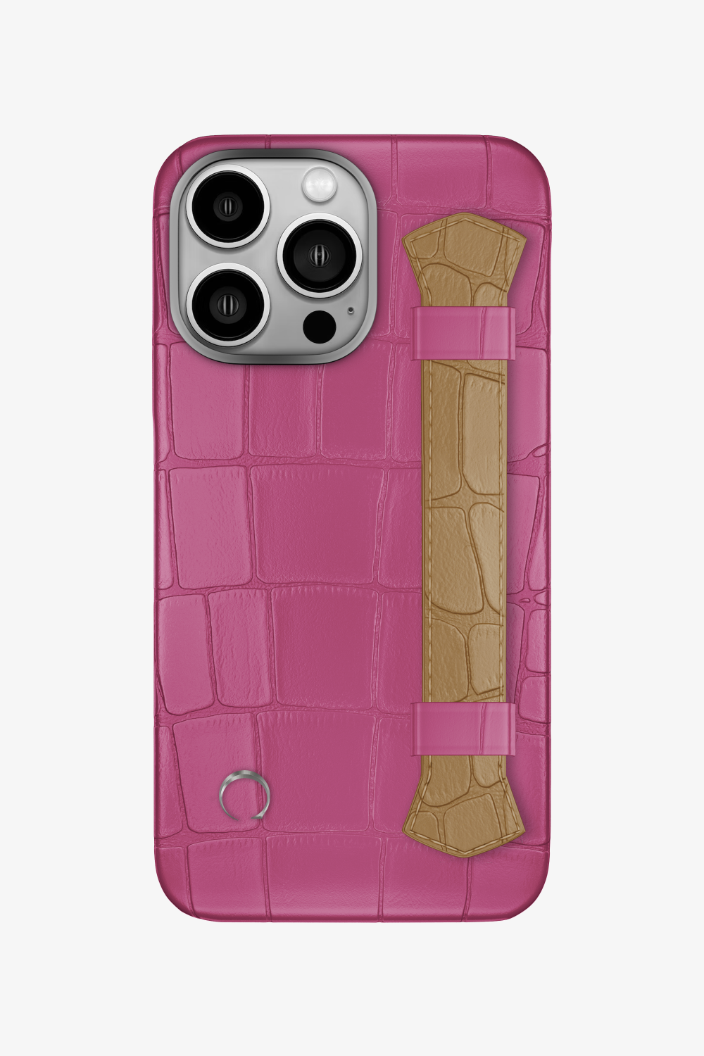 Double Headed Alligator Strap Case for iPhone 16 Pro - Pink Fuchsia / Latte - zollofrance