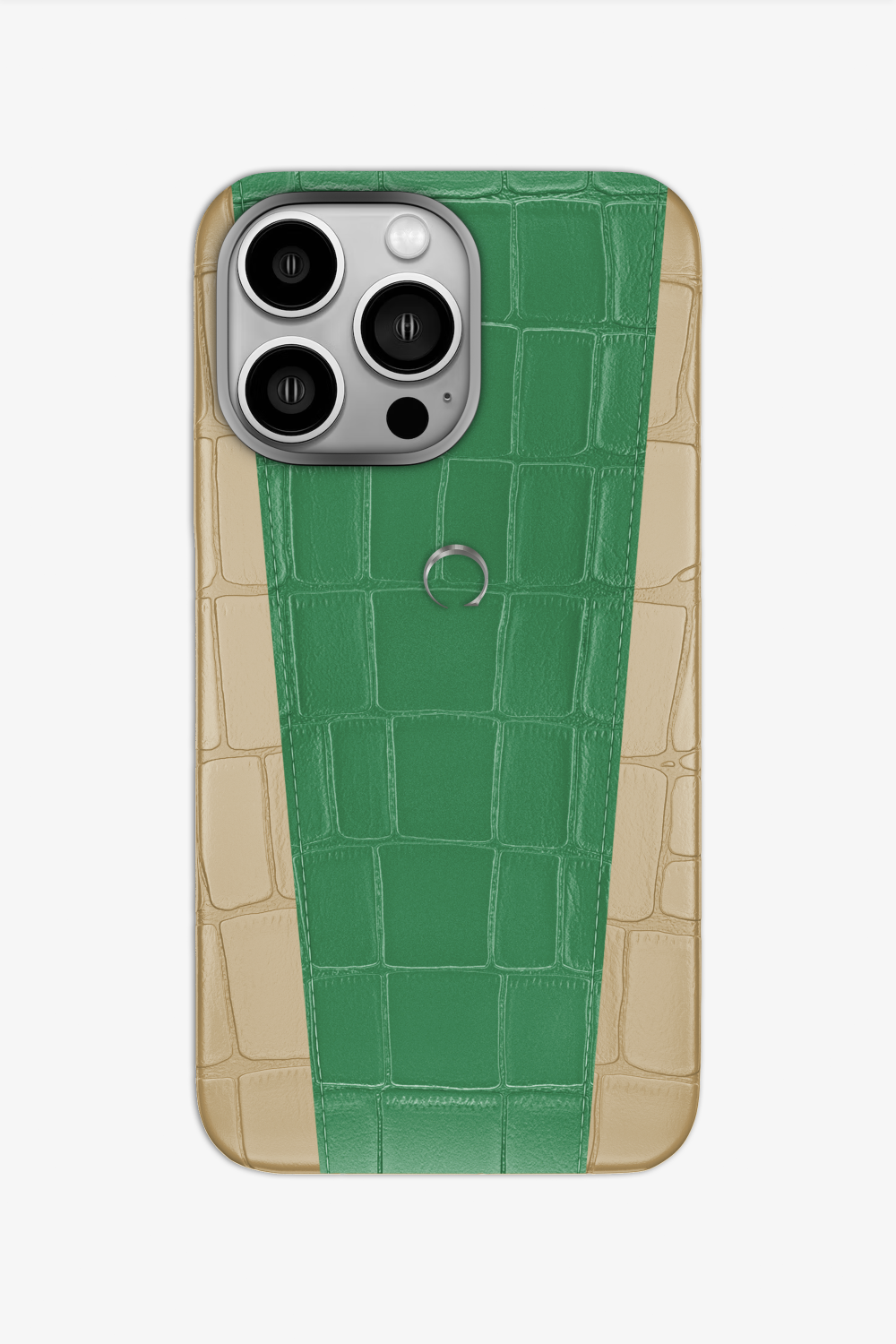 Two-tone Alligator Case for iPhone 16 Pro - Vanilla / Green Emerald - zollofrance