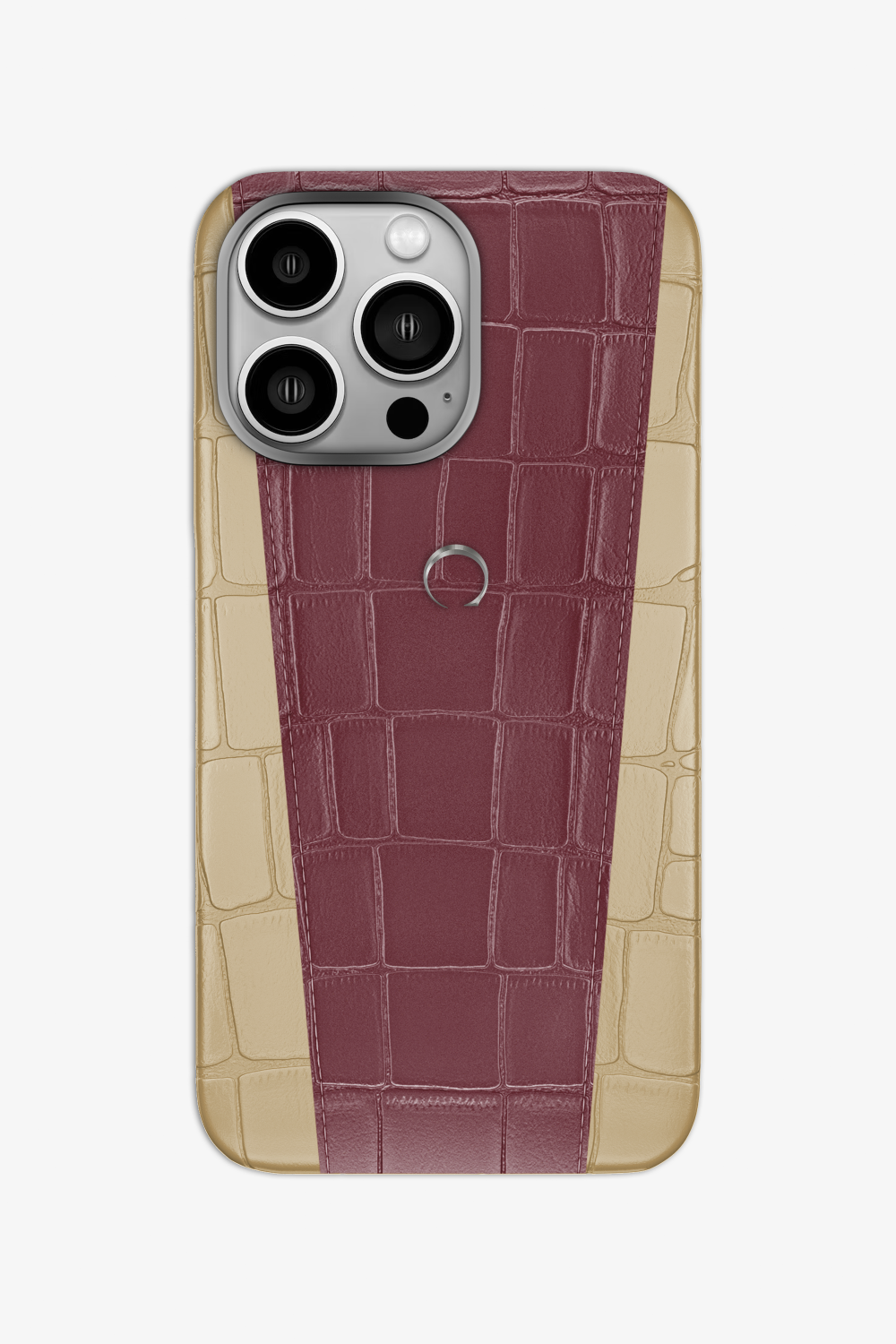 Two-tone Alligator Case for iPhone 16 Pro - Vanilla / Burgundy - zollofrance