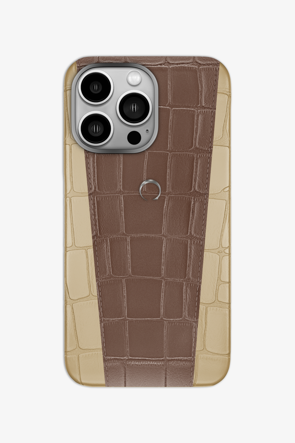 Two-tone Alligator Case for iPhone 16 Pro - Vanilla / Cocoa - zollofrance