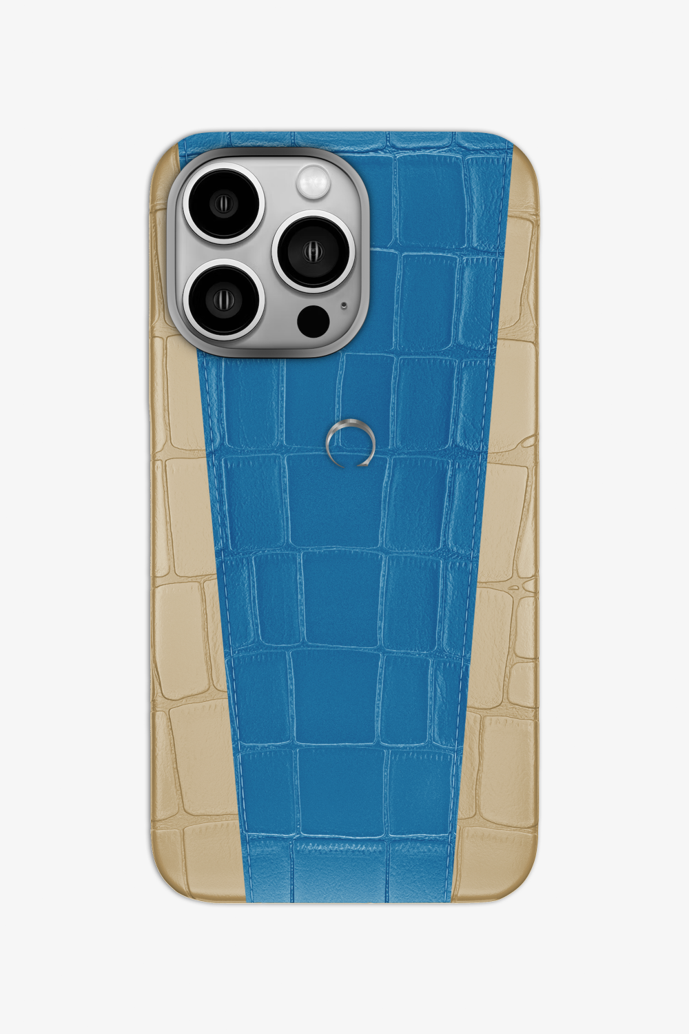 Two-tone Alligator Case for iPhone 16 Pro - Vanilla / Blue Lagoon - zollofrance