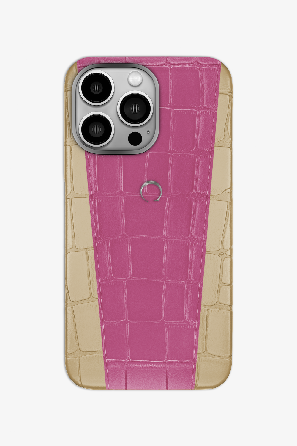 Two-tone Alligator Case for iPhone 16 Pro - Vanilla / Pink Fuchsia - zollofrance