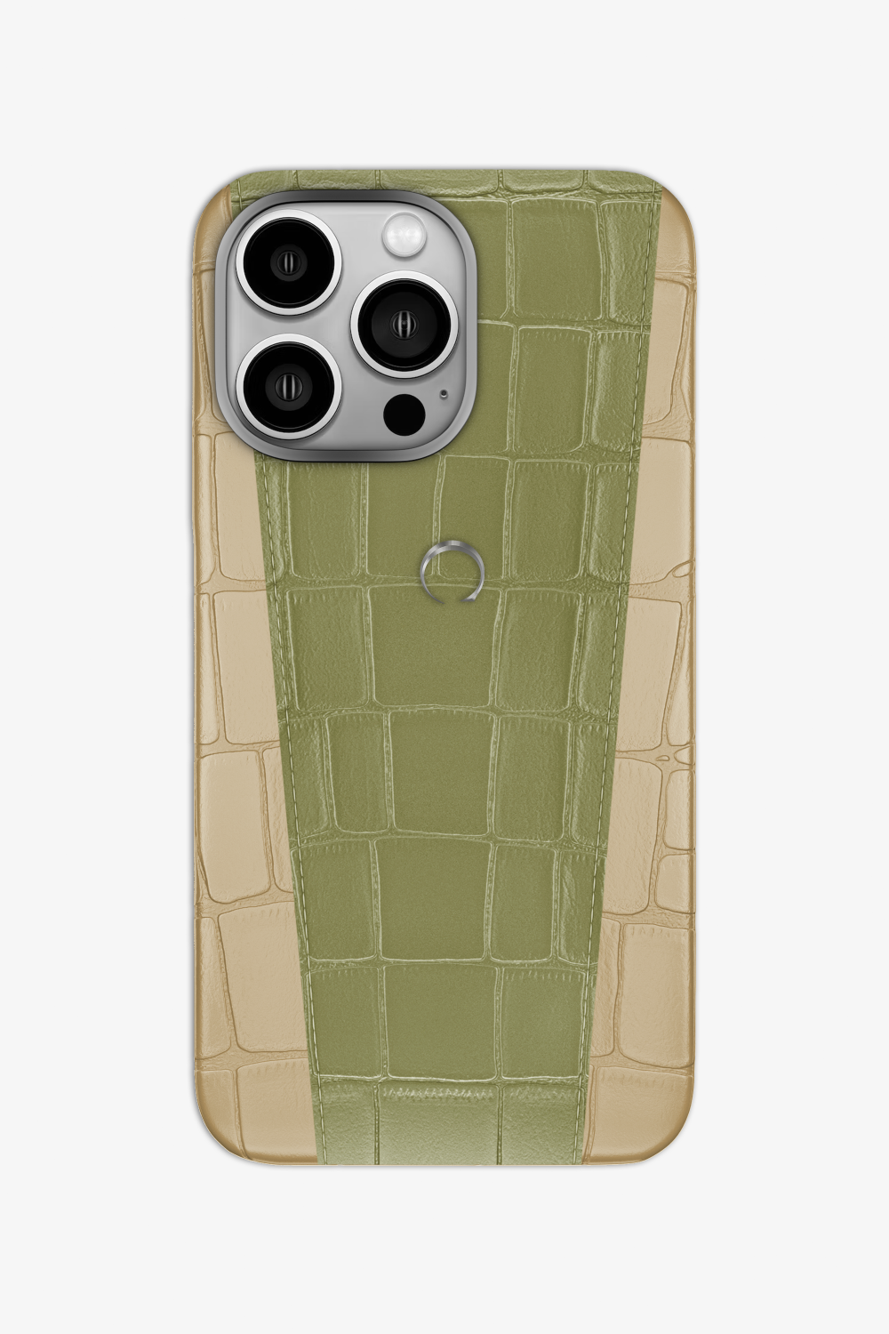 Two-tone Alligator Case for iPhone 16 Pro - Vanilla / Khaki - zollofrance