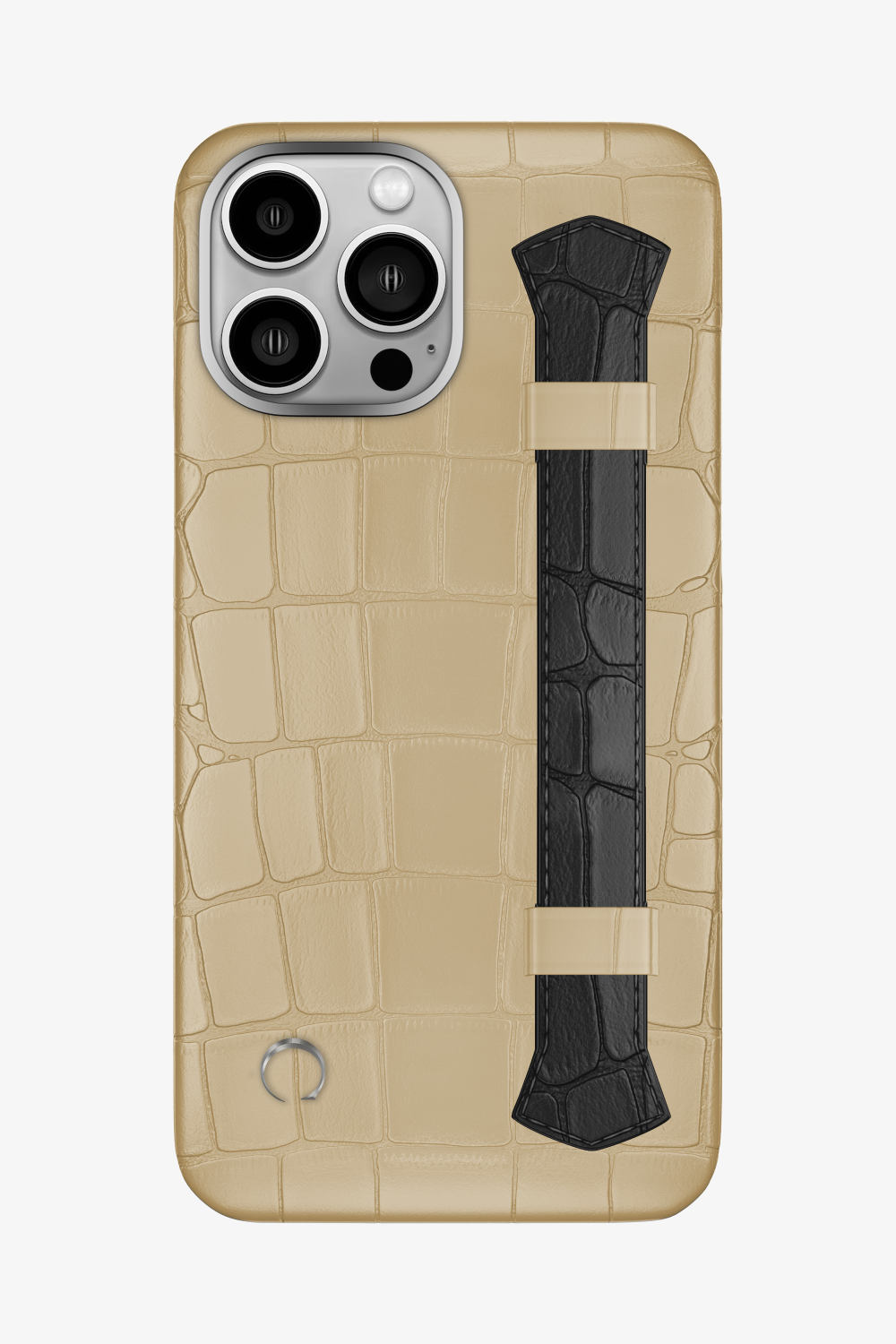 Double Headed Alligator Strap Case for iPhone 16 Pro Max - Vanilla / Black - zollofrance