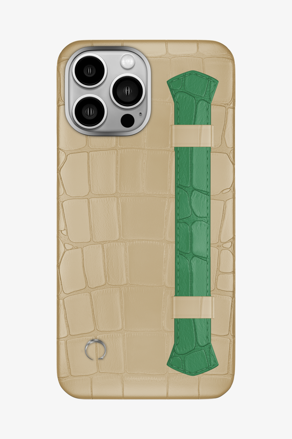 Double Headed Alligator Strap Case for iPhone 16 Pro Max - Vanilla / Green Emerald - zollofrance