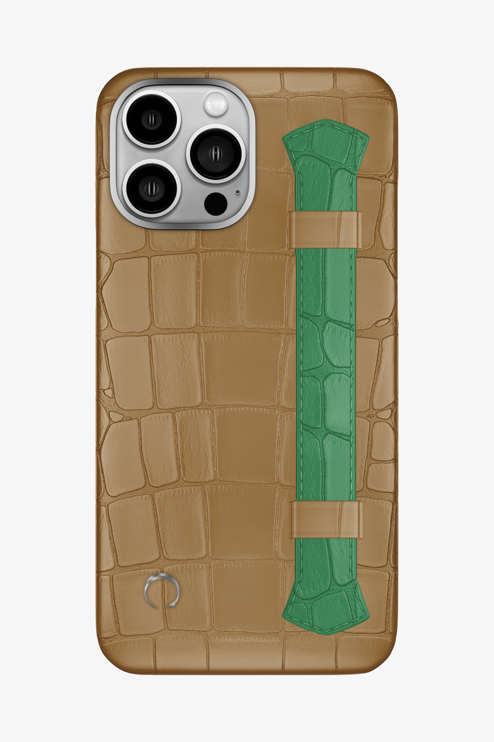 Double Headed Alligator Strap Case for iPhone 16 Pro Max - Latte / Green Emerald - zollofrance