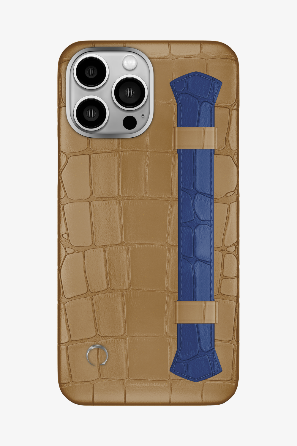 Double Headed Alligator Strap Case for iPhone 16 Pro Max - Latte / Navy Blue - zollofrance