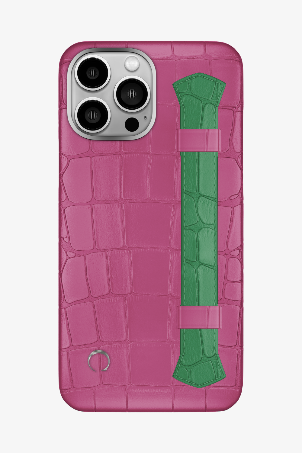 Double Headed Alligator Strap Case for iPhone 16 Pro Max - Pink Fuchsia / Green Emerald - zollofrance