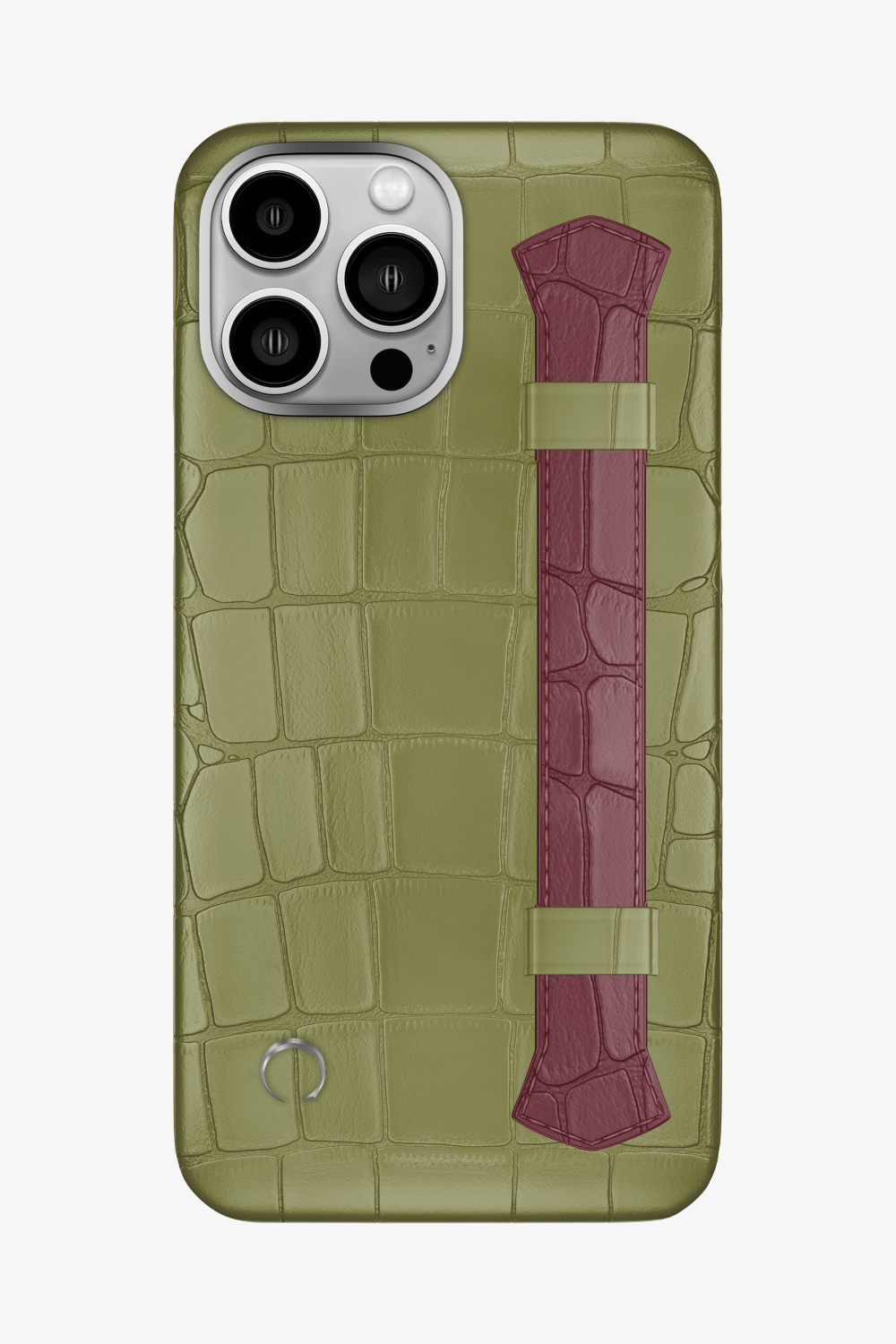 Double Headed Alligator Strap Case for iPhone 16 Pro Max - Khaki / Burgundy - zollofrance