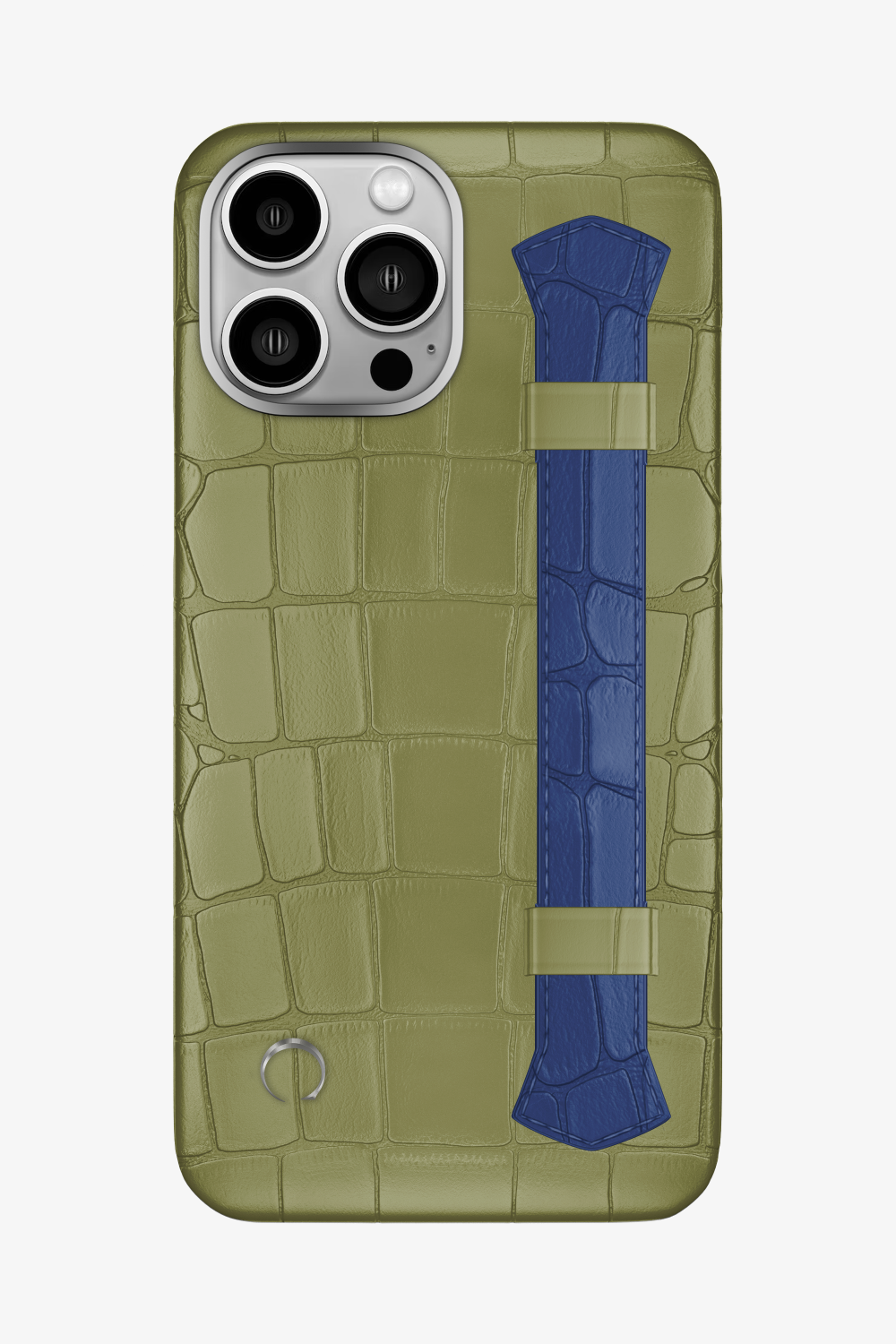 Double Headed Alligator Strap Case for iPhone 16 Pro Max - Khaki / Navy Blue - zollofrance