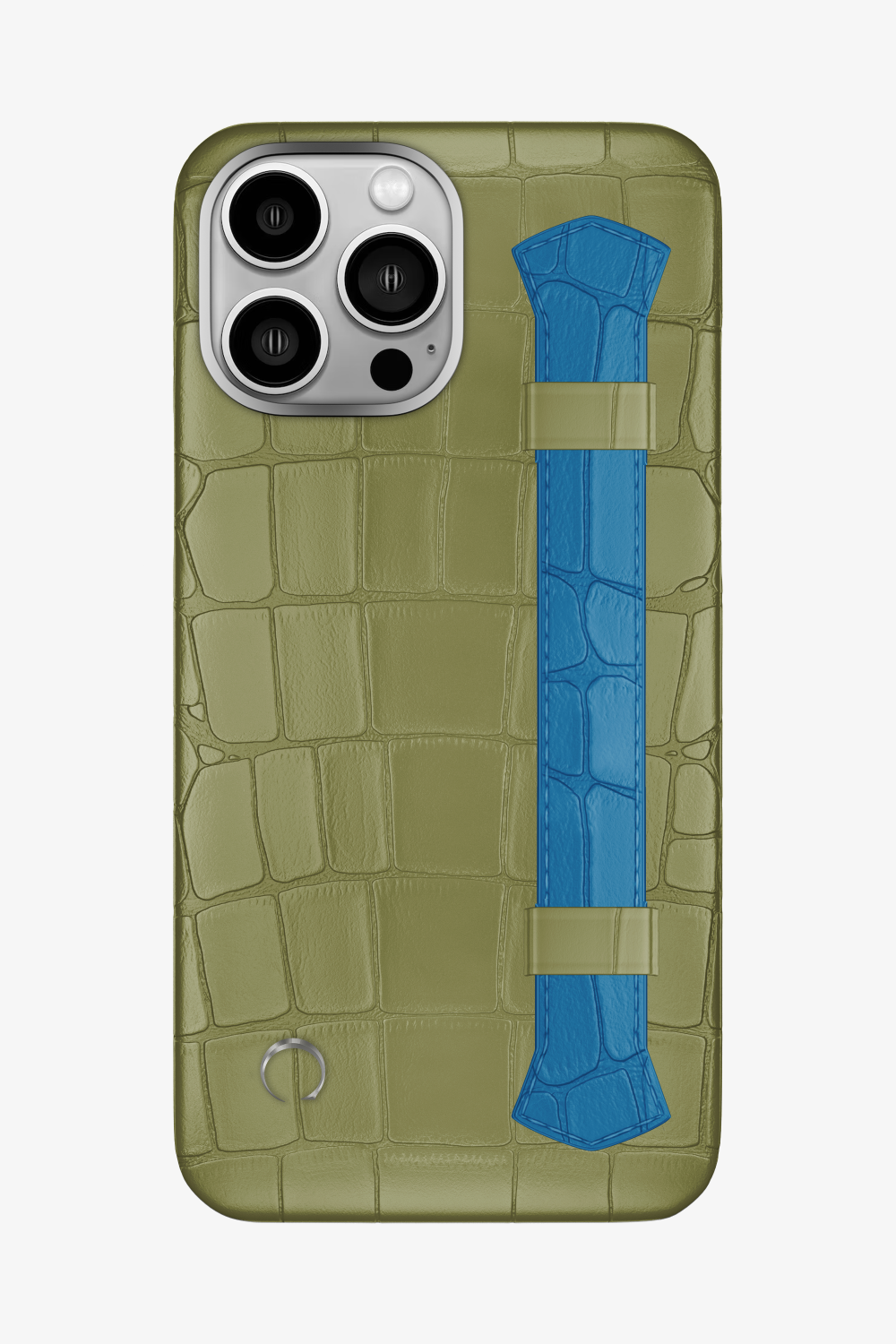 Double Headed Alligator Strap Case for iPhone 16 Pro Max - Khaki / Blue Lagoon - zollofrance