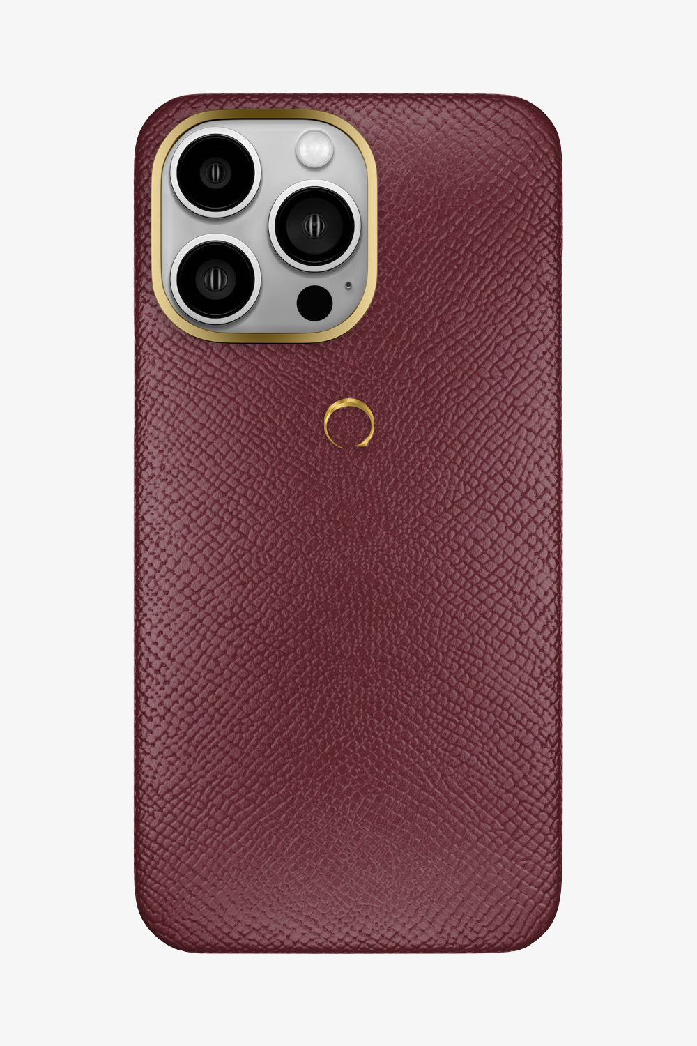 Calfskin Case for iPhone 16 Pro Max - Gold / Burgundy - zollofrance