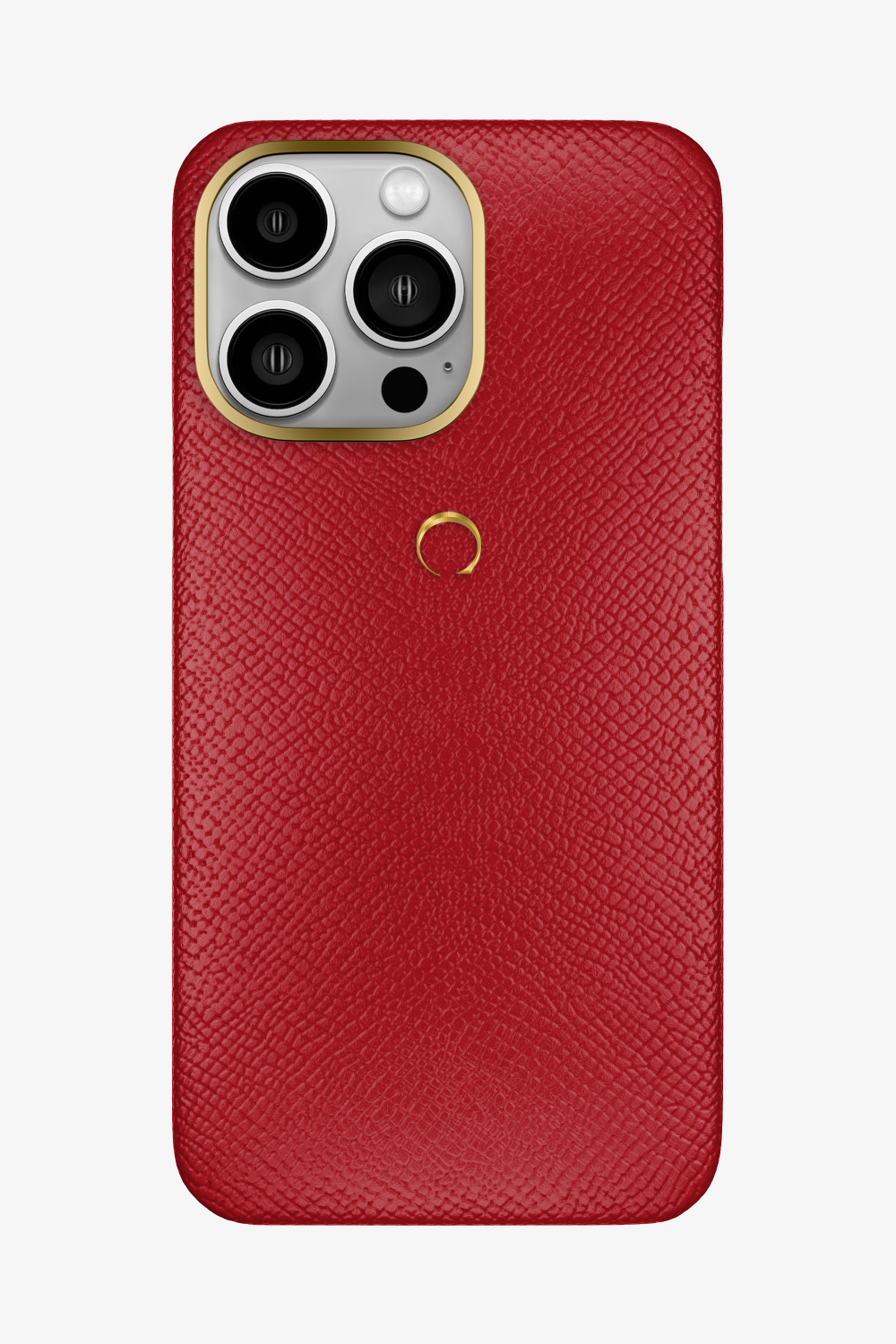 Calfskin Case for iPhone 16 Pro Max - Gold / Red - zollofrance