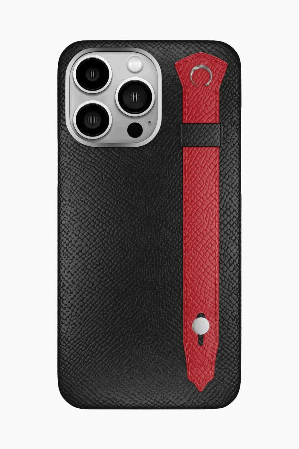 Calfskin Strap Case for iPhone 16 Pro Max - Black / Red - zollofrance