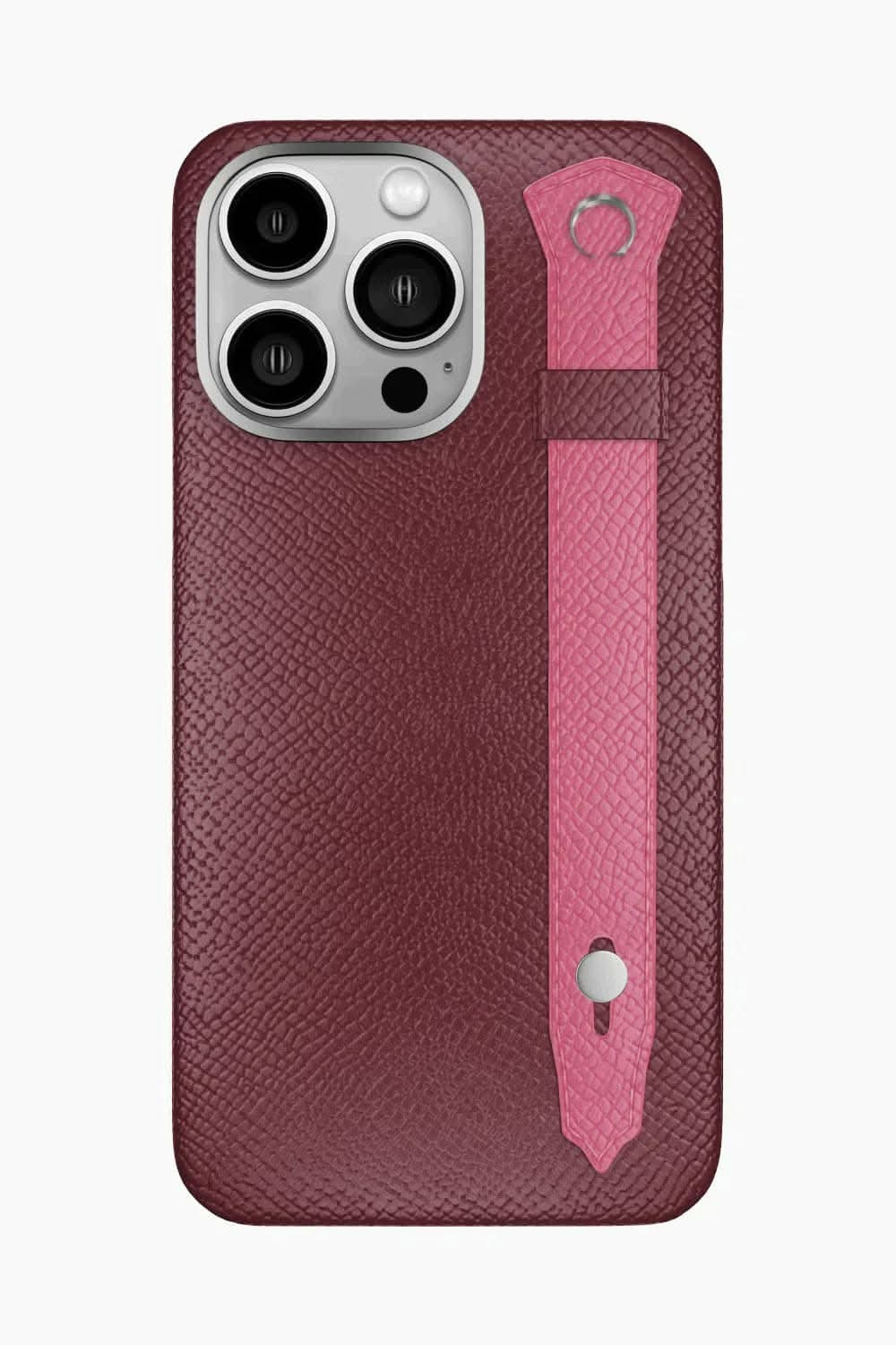 Calfskin Strap Case for iPhone 16 Pro Max - Burgundy / Pink - zollofrance