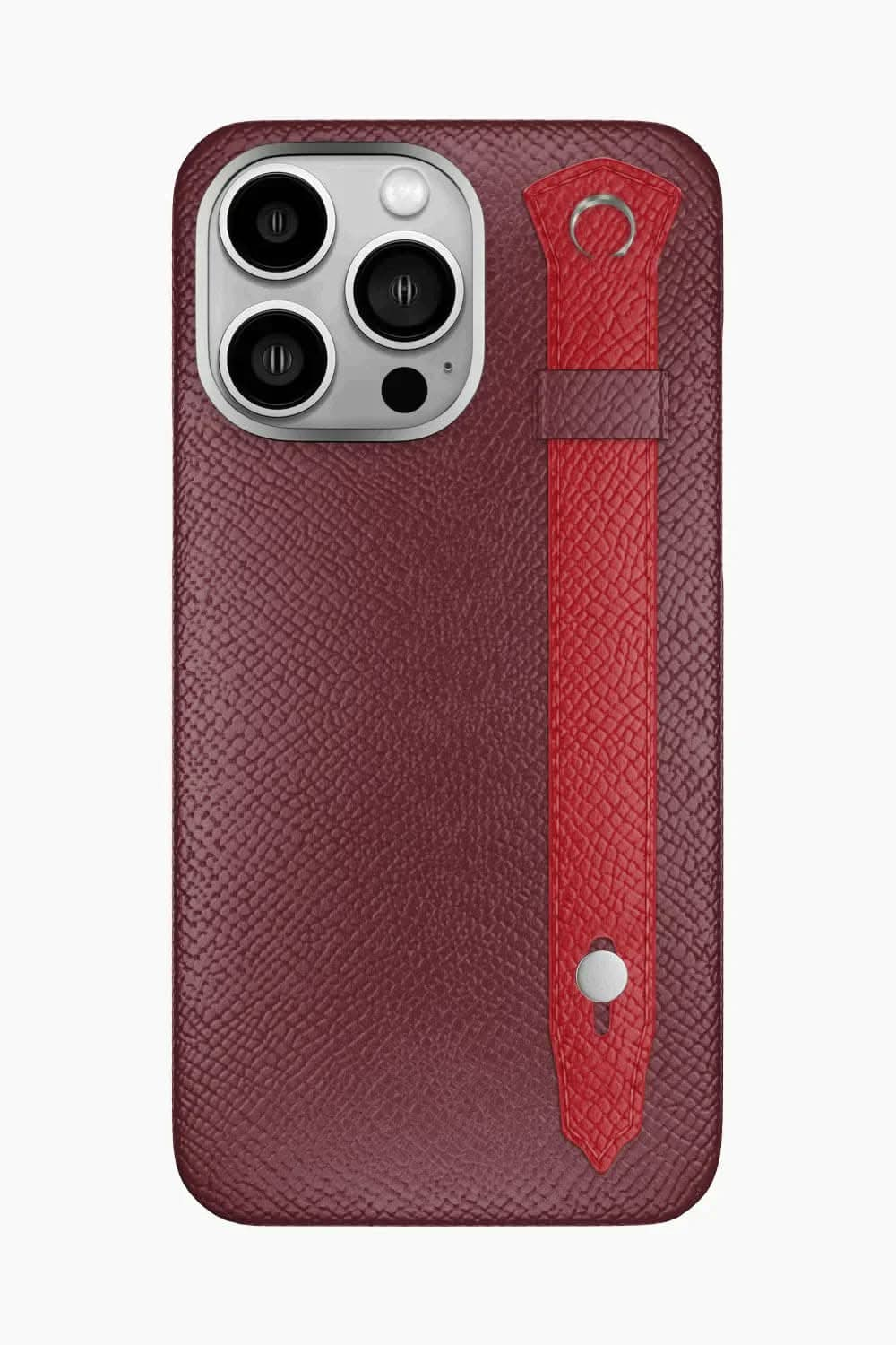 Calfskin Strap Case for iPhone 16 Pro Max - Burgundy / Red - zollofrance