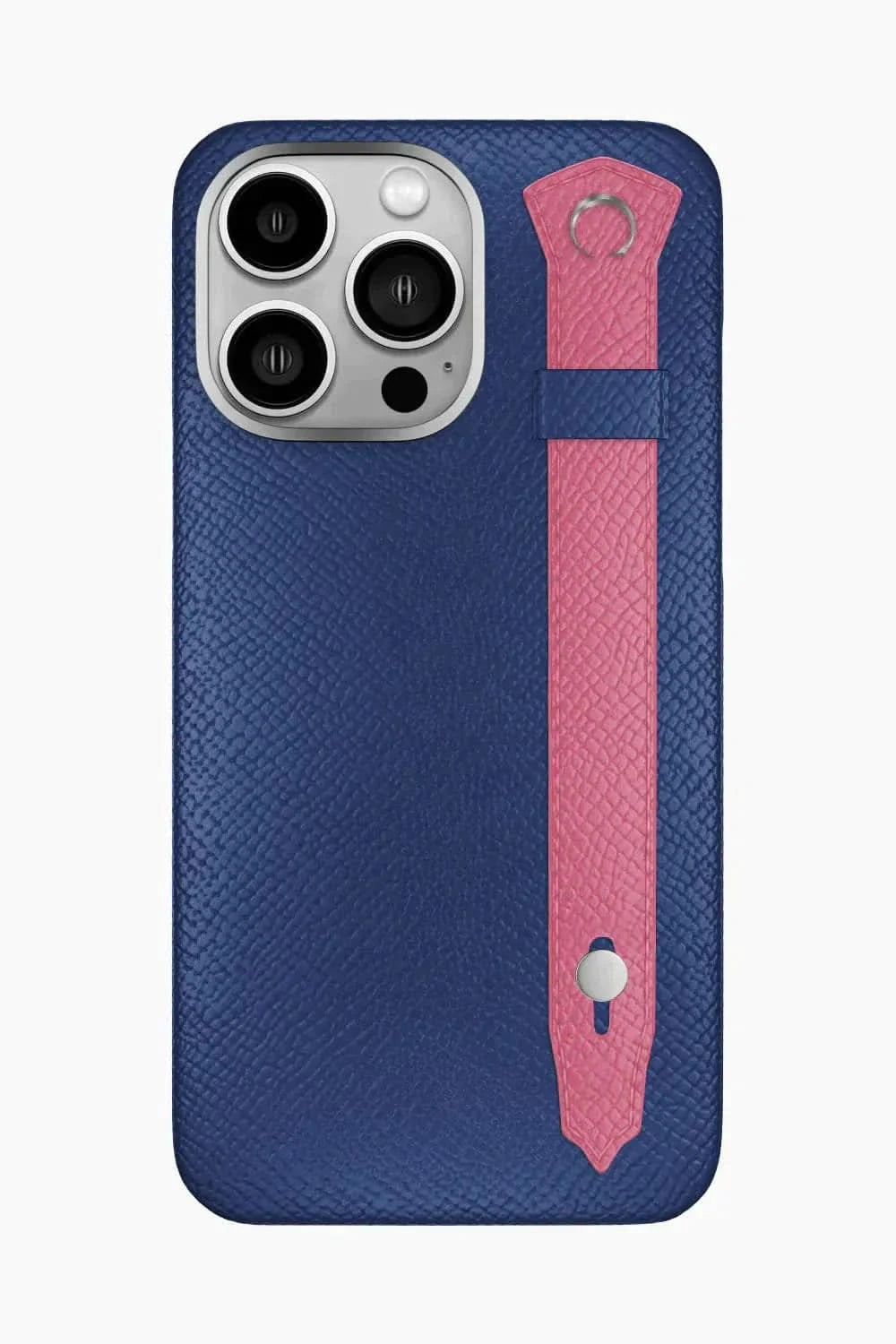 Calfskin Strap Case for iPhone 16 Pro Max - Navy Blue / Pink - zollofrance