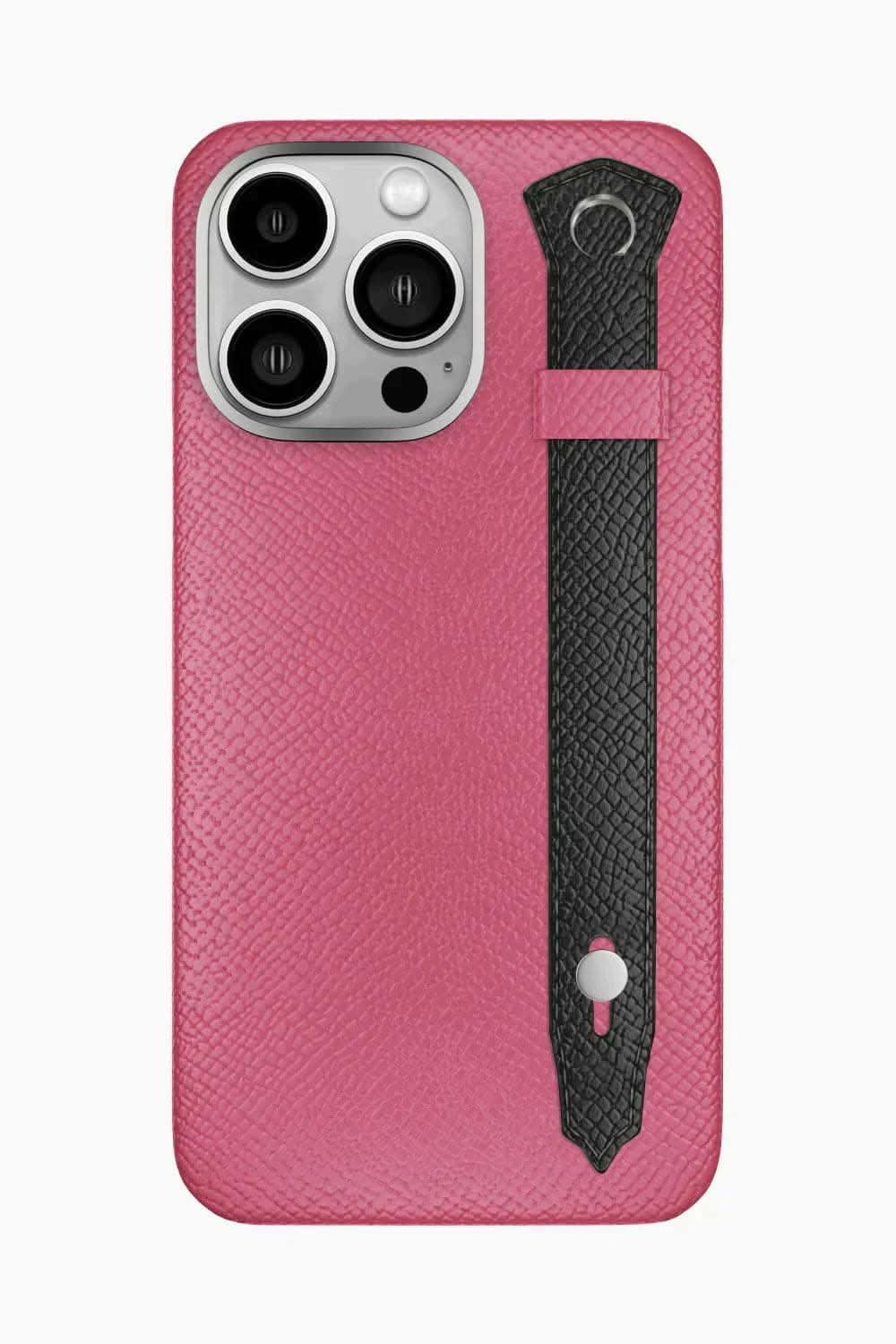 Calfskin Strap Case for iPhone 16 Pro Max - Pink / Black - zollofrance