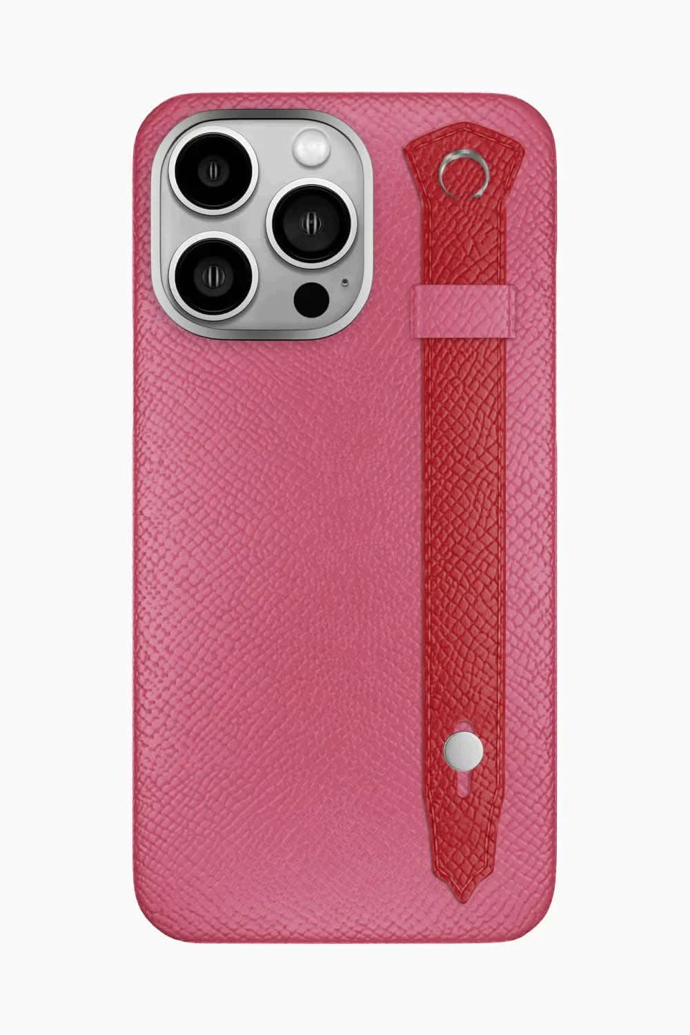 Calfskin Strap Case for iPhone 16 Pro Max - Pink / Red - zollofrance