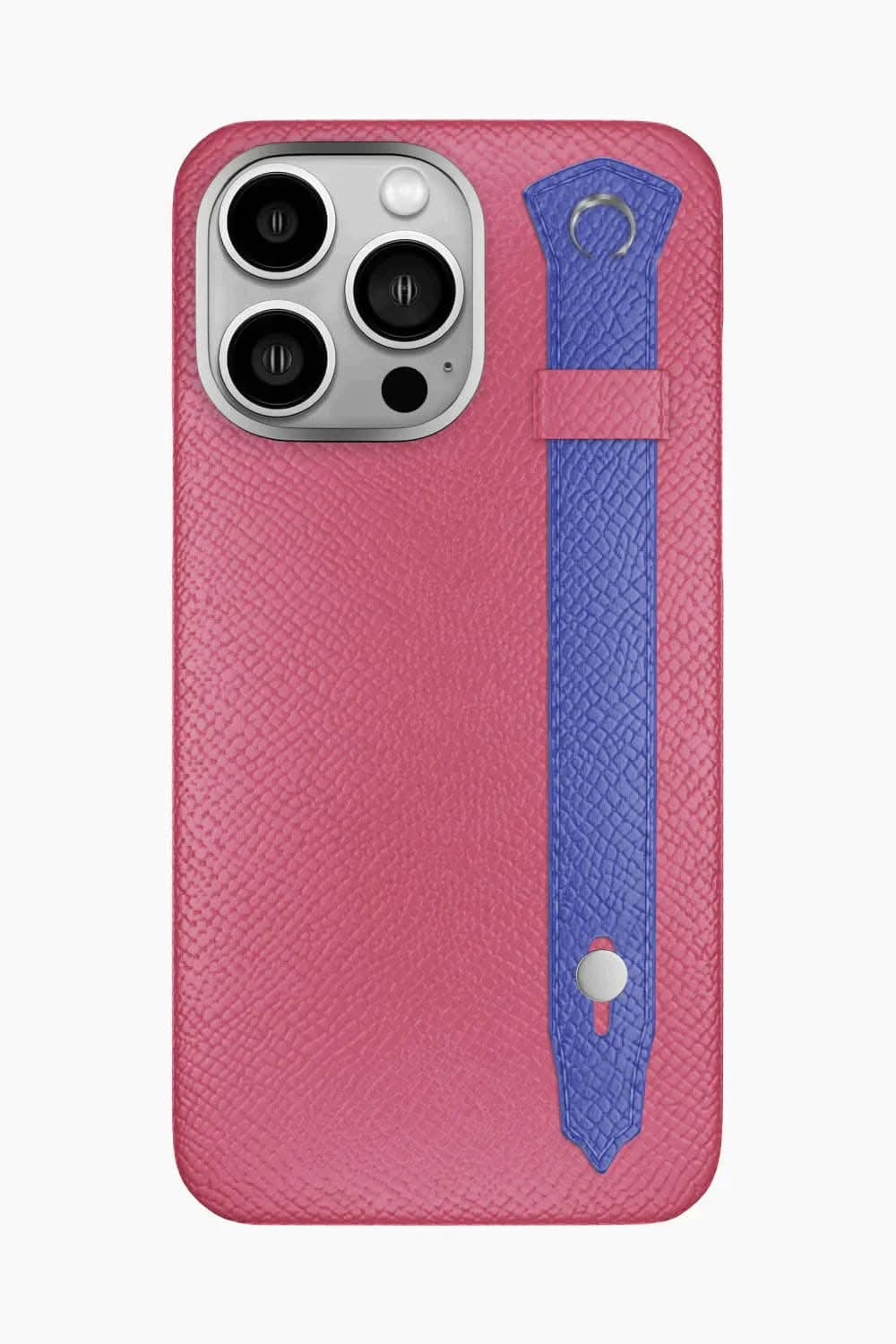 Calfskin Strap Case for iPhone 16 Pro Max - Pink / Blue Ciel - zollofrance