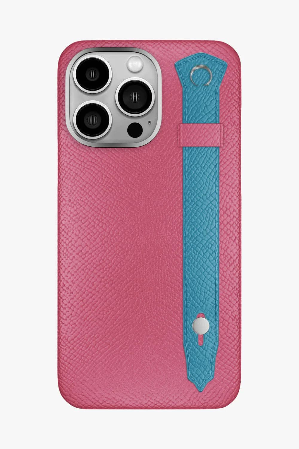 Calfskin Strap Case for iPhone 16 Pro Max - Pink / Blue Teal - zollofrance