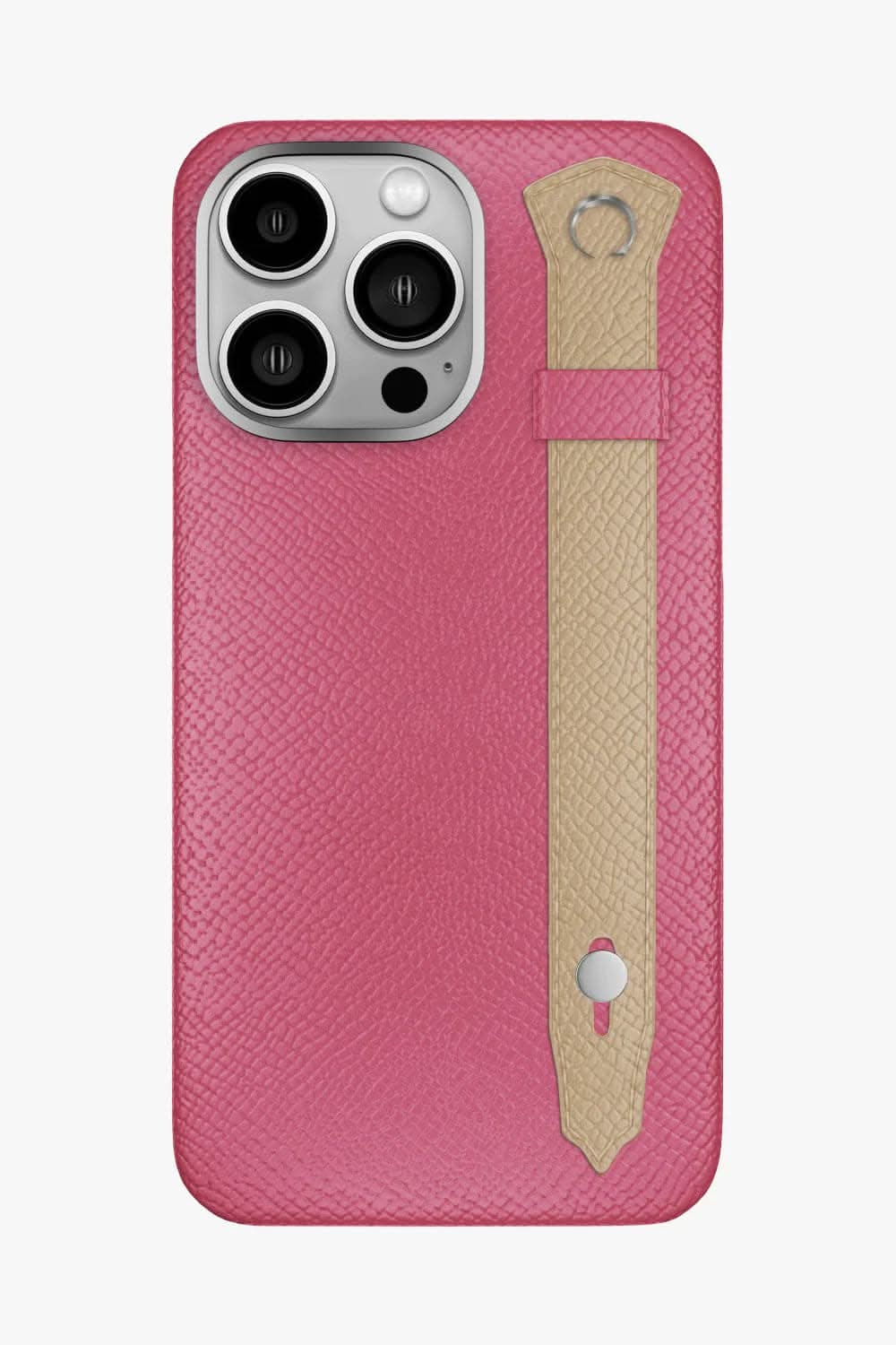 Calfskin Strap Case for iPhone 16 Pro Max - Pink / Latte - zollofrance