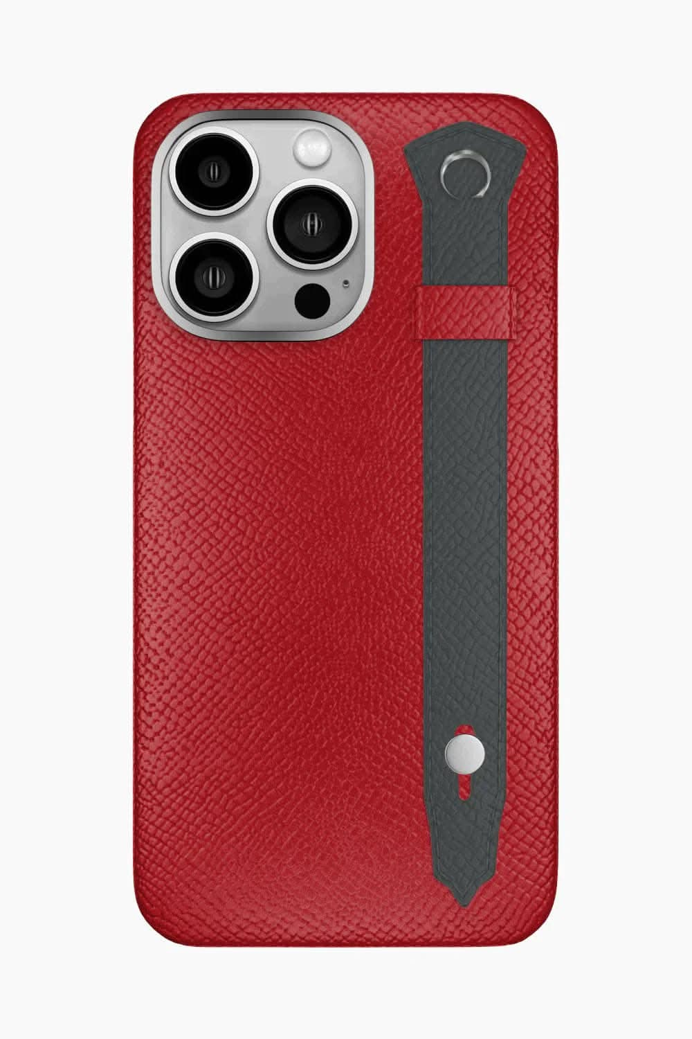 Calfskin Strap Case for iPhone 16 Pro Max - Red / Grey Anthracite - zollofrance