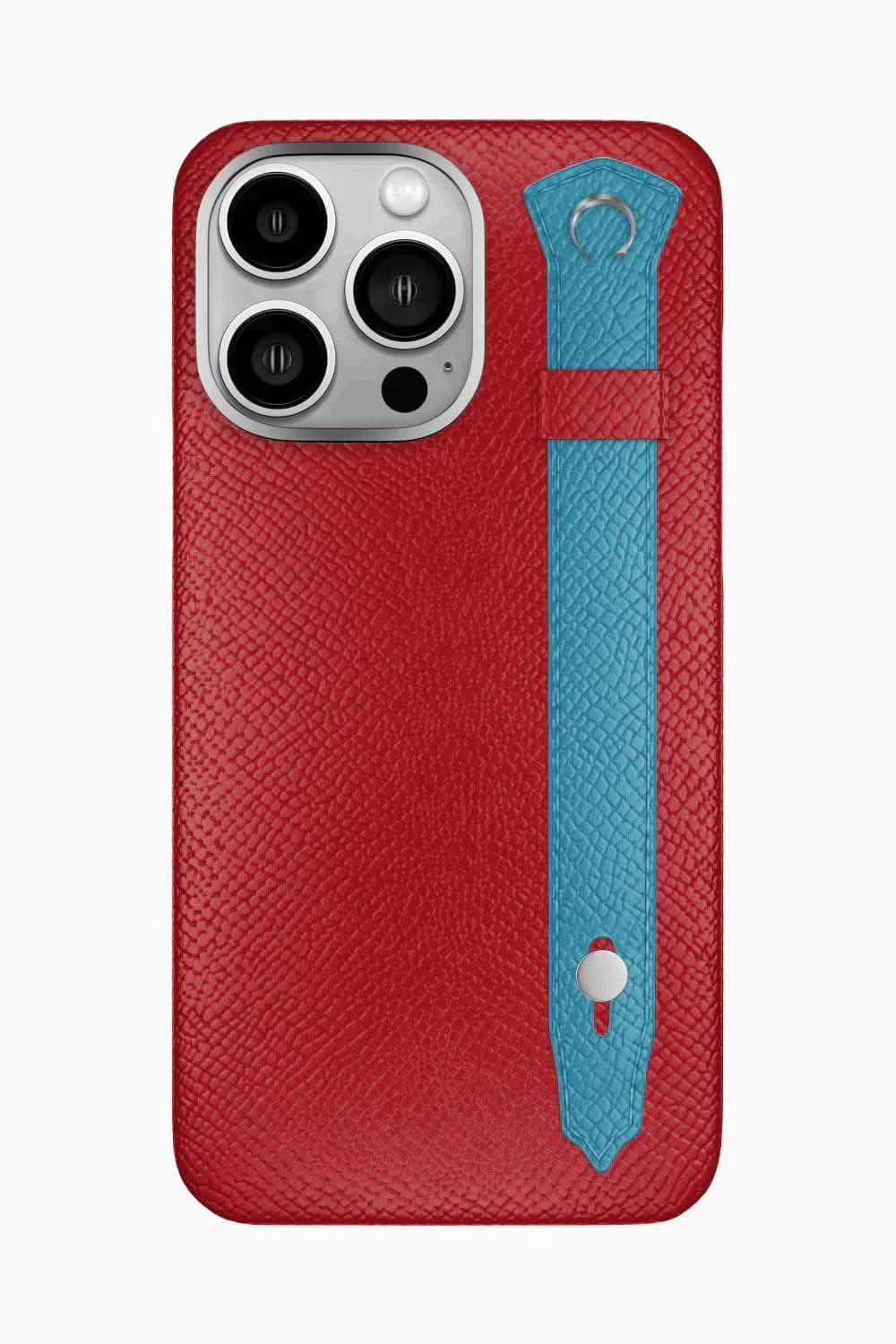 Calfskin Strap Case for iPhone 16 Pro Max - Red / Blue Teal - zollofrance