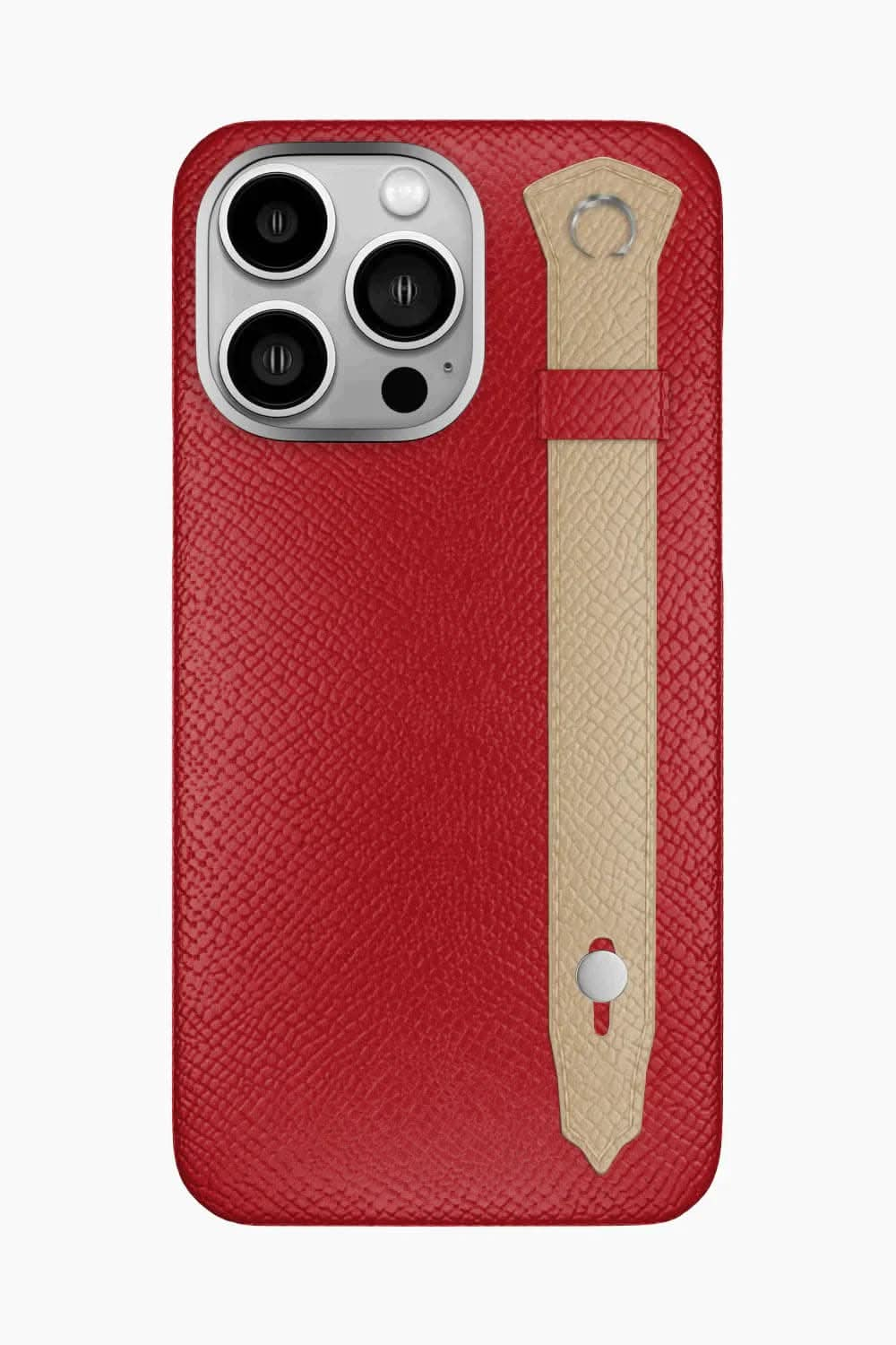 Calfskin Strap Case for iPhone 16 Pro Max - Red / Latte - zollofrance