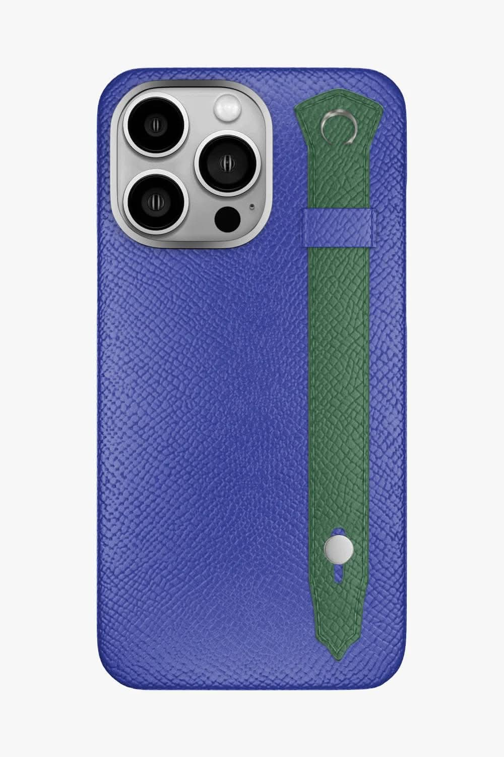 Calfskin Strap Case for iPhone 16 Pro Max - Blue Ciel / Green Sapin - zollofrance