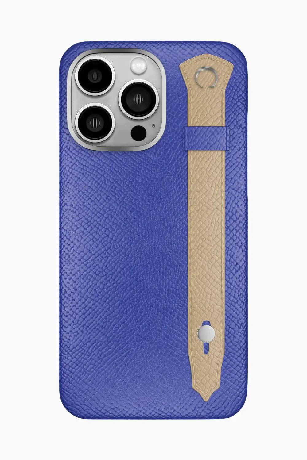 Calfskin Strap Case for iPhone 16 Pro Max - Blue Ciel / Latte - zollofrance