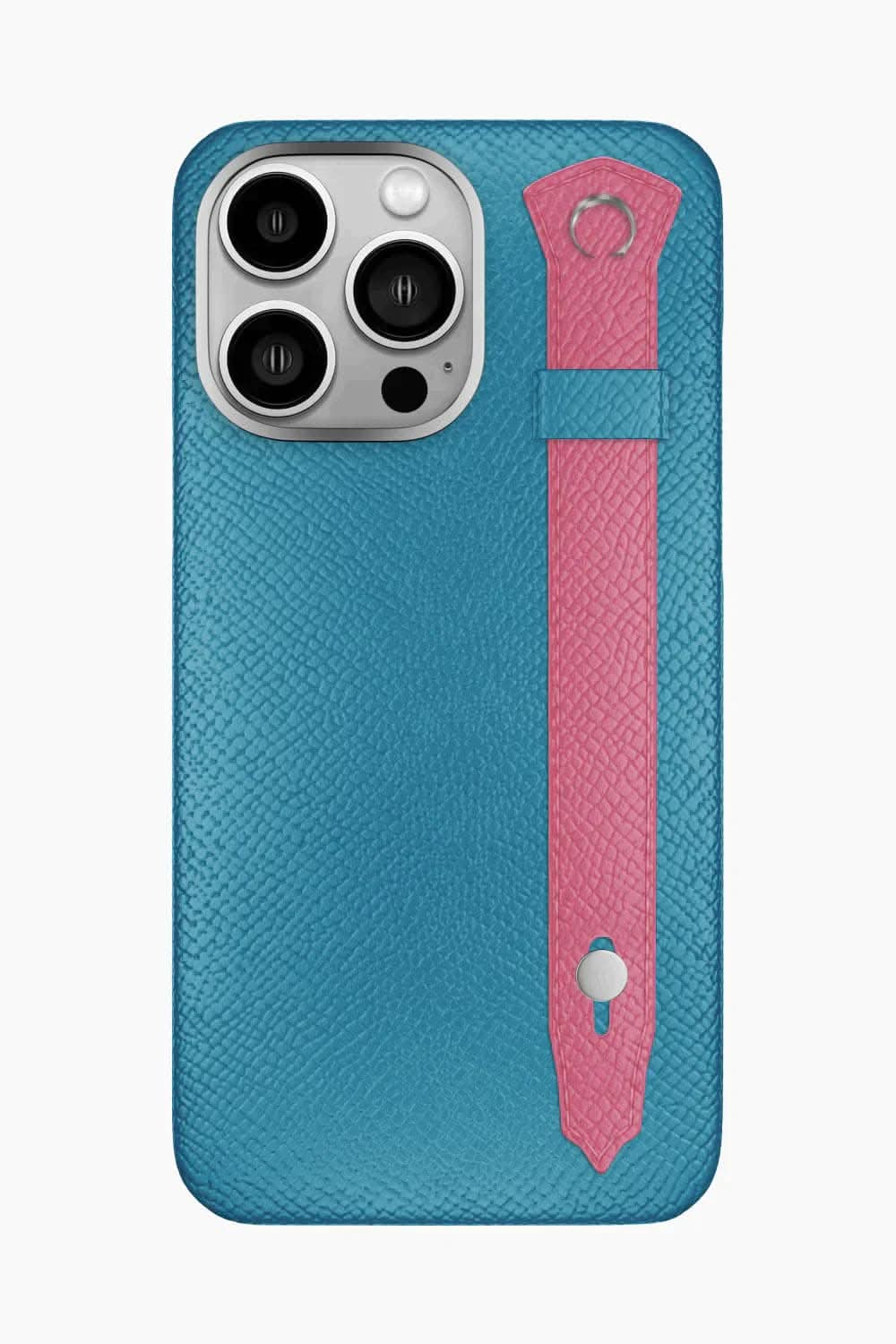 Calfskin Strap Case for iPhone 16 Pro Max - Blue Teal / Pink - zollofrance