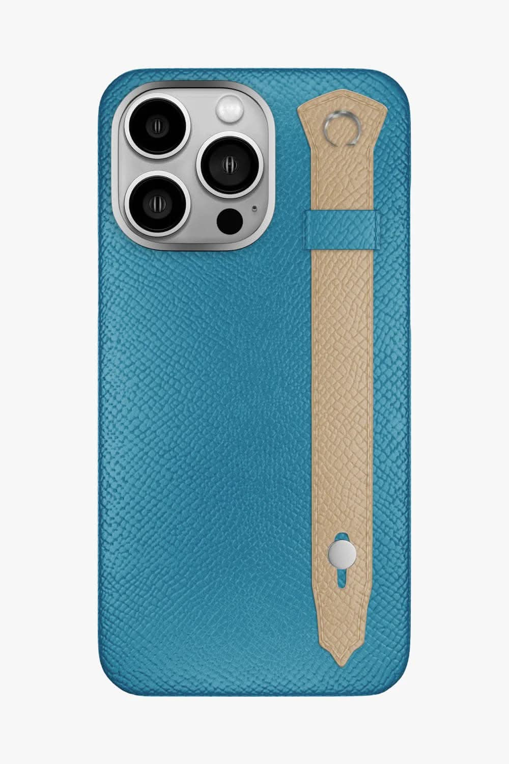 Calfskin Strap Case for iPhone 16 Pro Max - Blue Teal / Latte - zollofrance