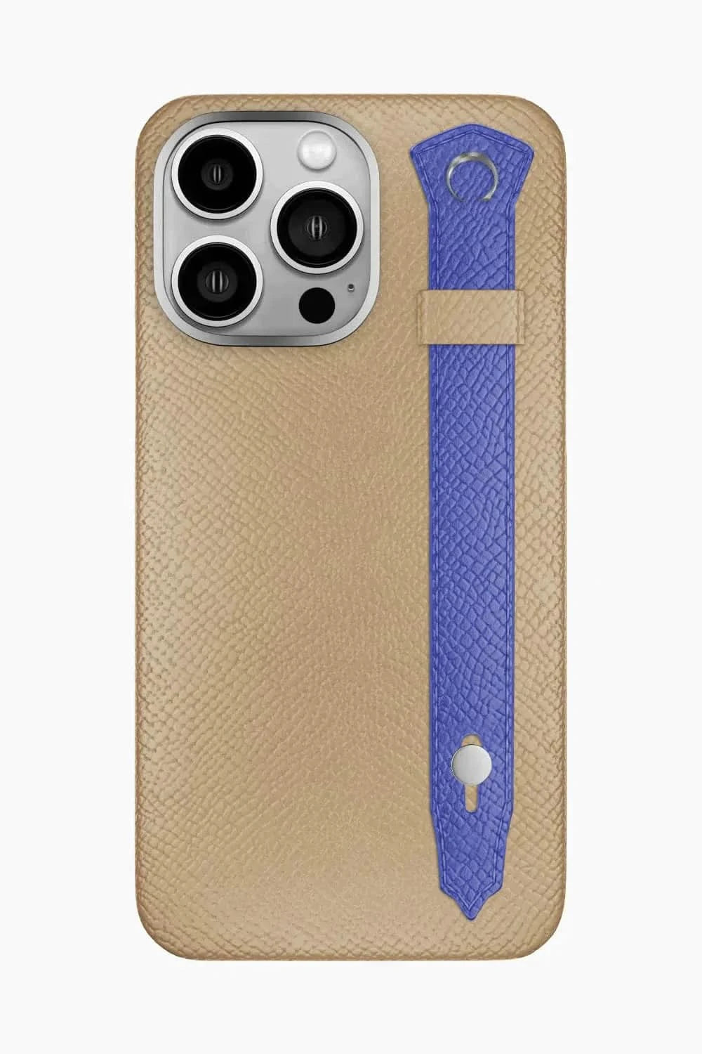 Calfskin Strap Case for iPhone 16 Pro Max - Latte / Blue Ciel - zollofrance