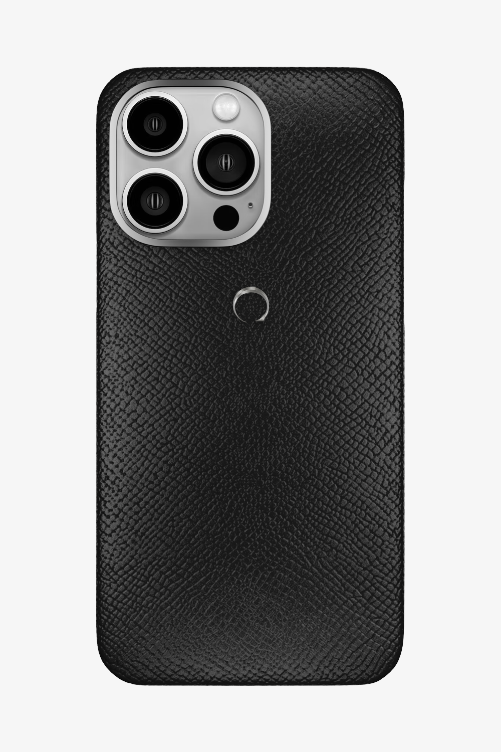 Calfskin Case for iPhone 16 Pro Max - Stainless Steel / Black - zollofrance