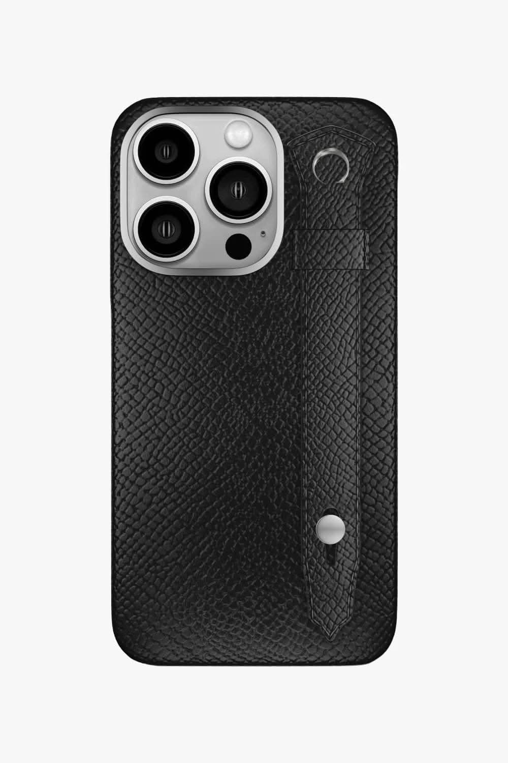 Calfskin Strap Case for iPhone 16 Pro - Black / Black - zollofrance