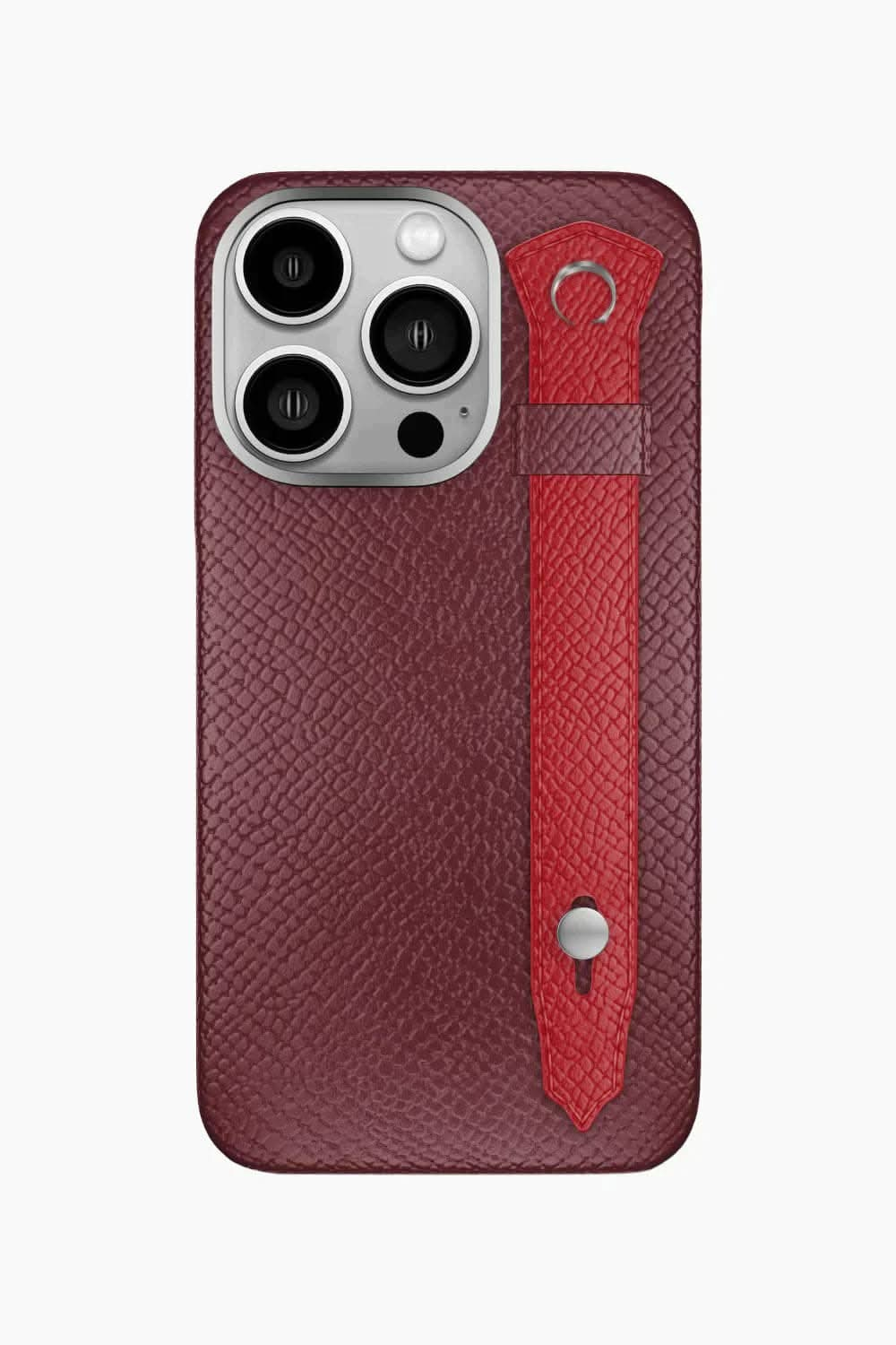 Calfskin Strap Case for iPhone 16 Pro - Burgundy / Red - zollofrance