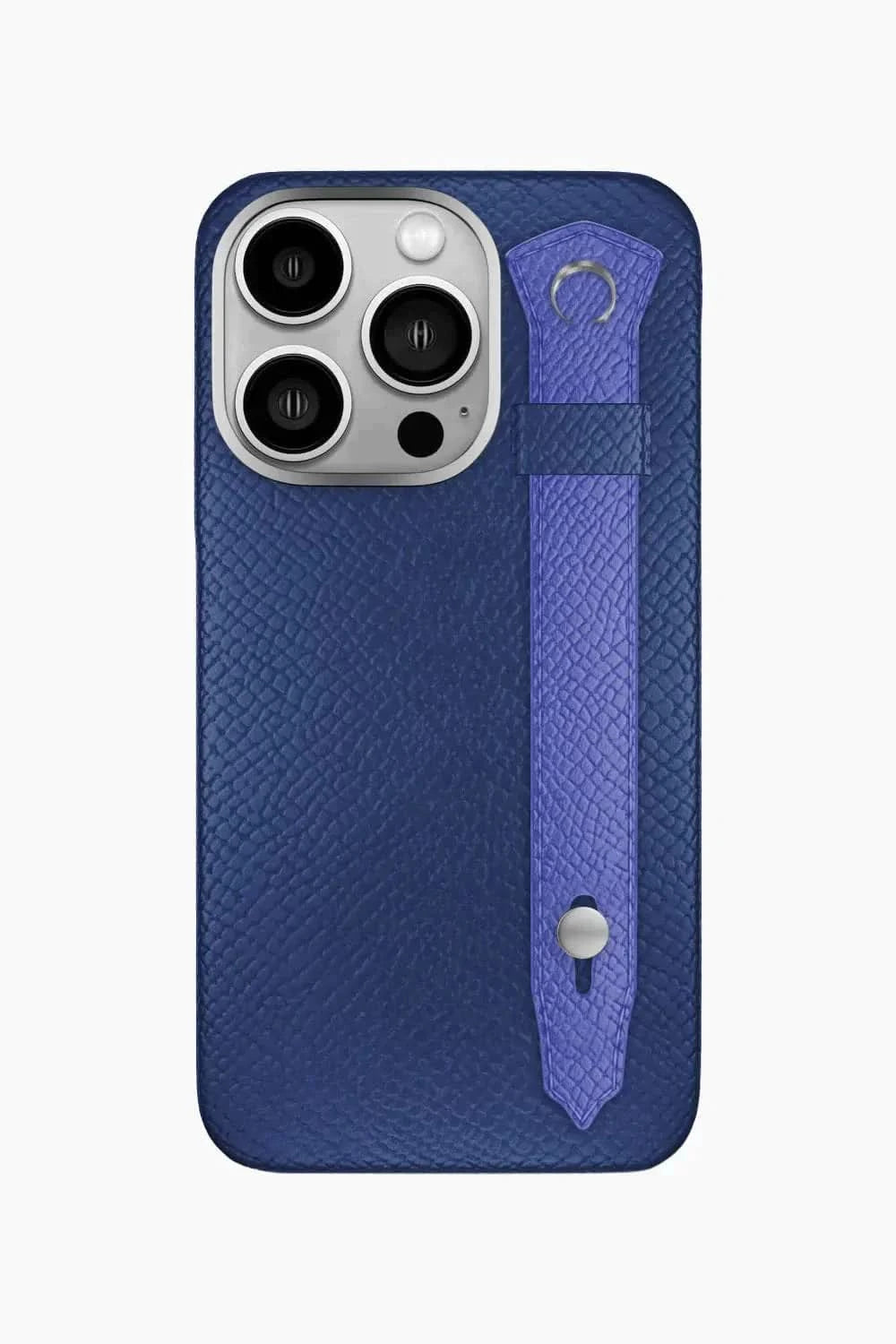 Calfskin Strap Case for iPhone 16 Pro - Navy Blue / Blue Ciel - zollofrance