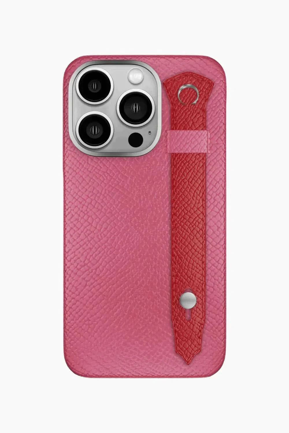 Calfskin Strap Case for iPhone 16 Pro - Pink / Red - zollofrance